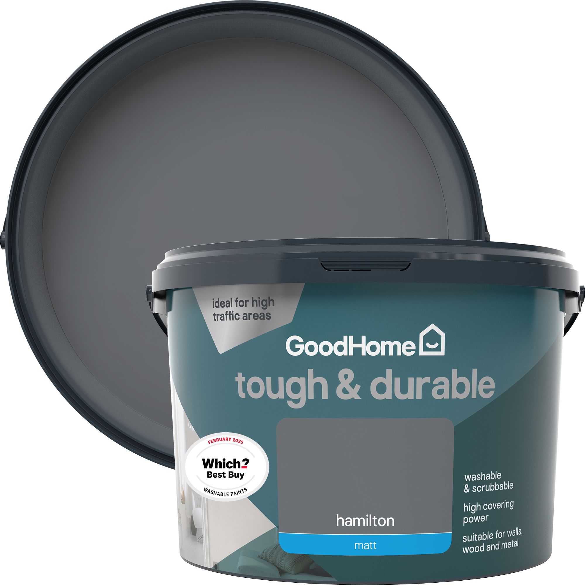 GoodHome Durable Hamilton Matt Emulsion paint, 2.5L