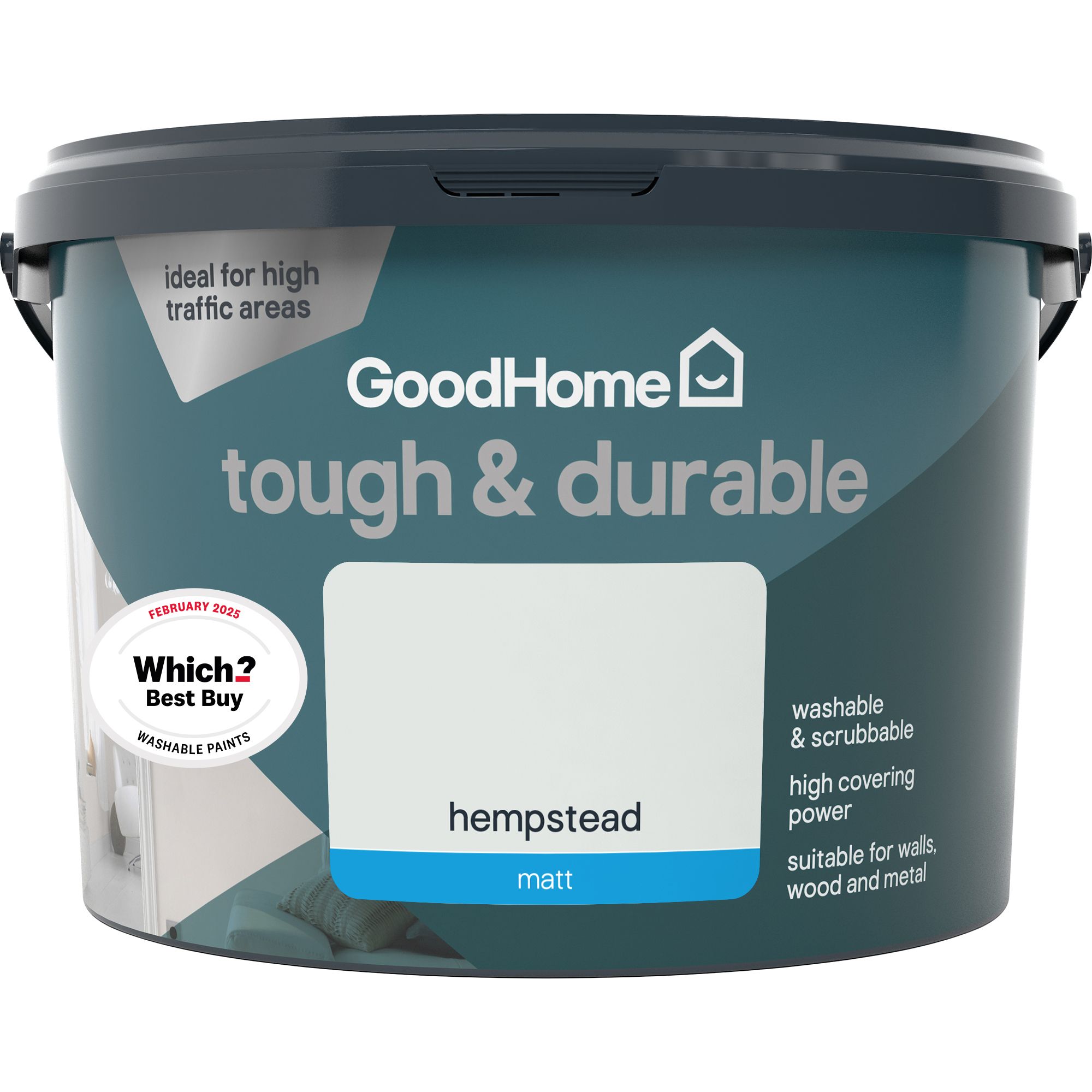 GoodHome Durable Hempstead Matt Emulsion paint, 2.5L