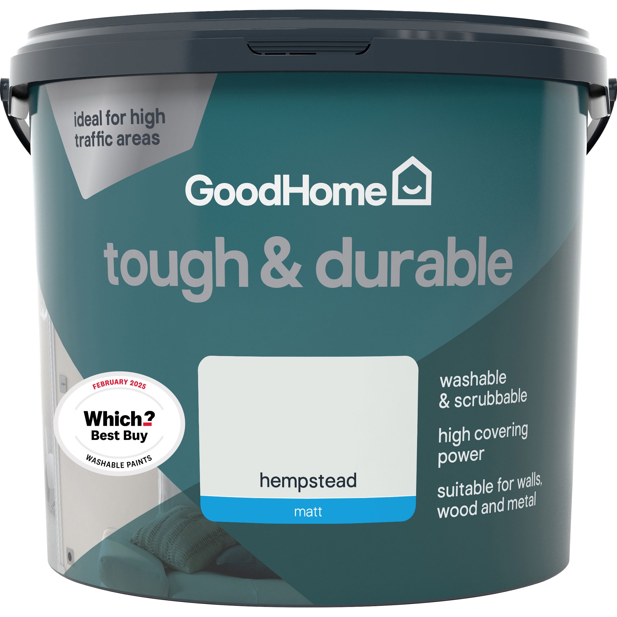 GoodHome Durable Hempstead Matt Emulsion paint, 5L