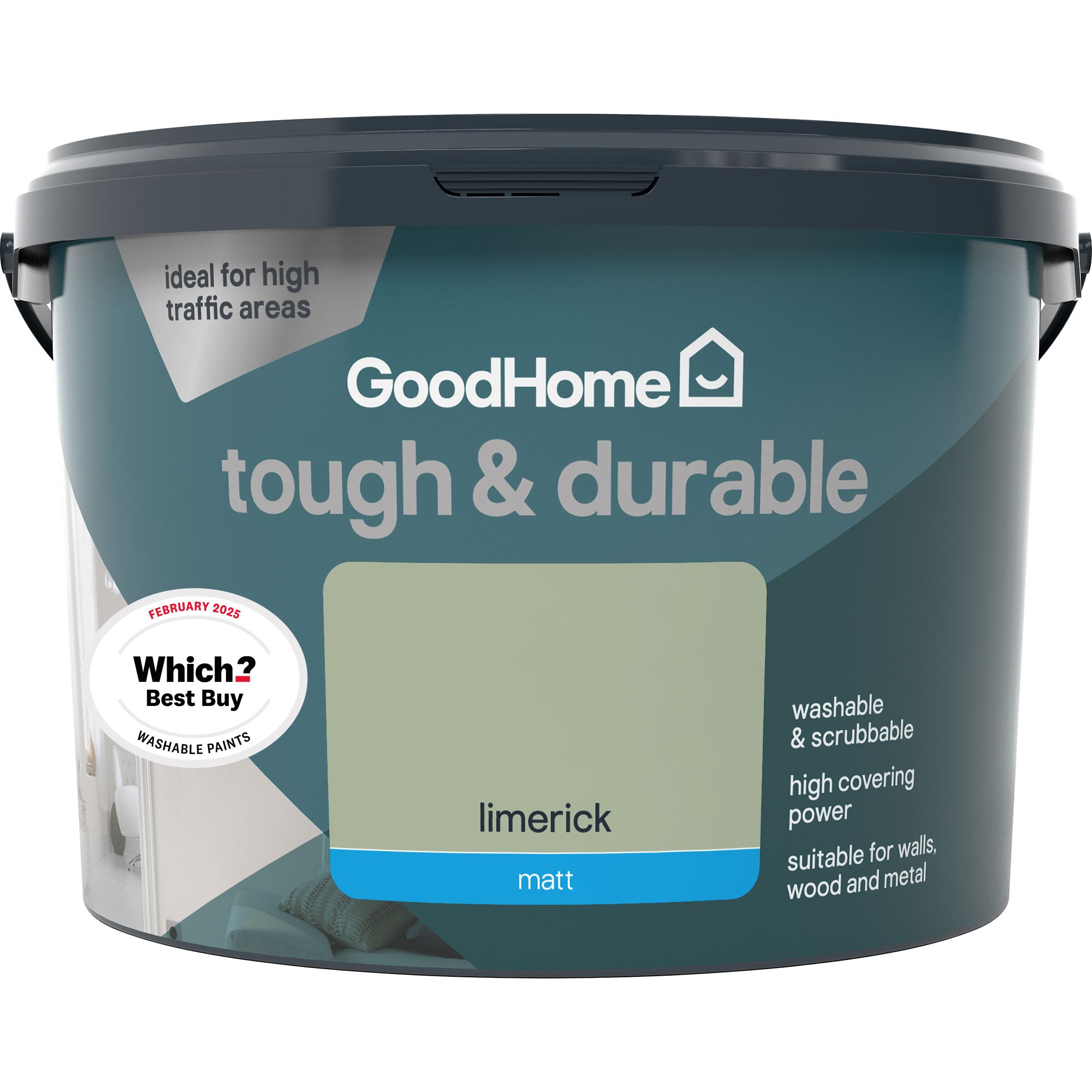 GoodHome Durable Limerick Matt Emulsion paint, 2.5L