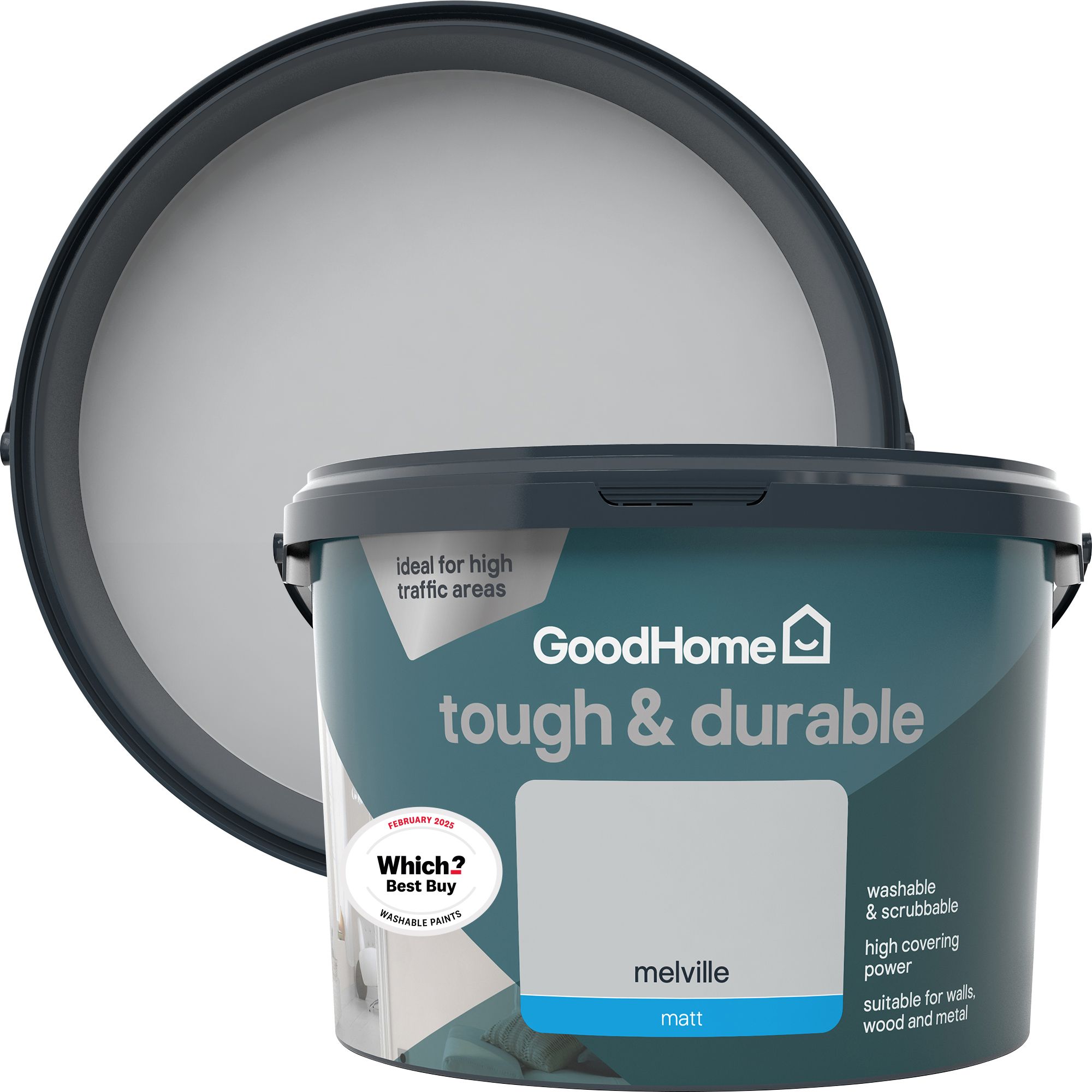 GoodHome Durable Melville Matt Emulsion paint, 2.5L