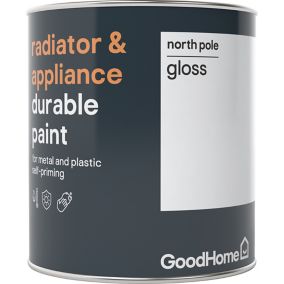 GoodHome Durable North pole (Brilliant white) Gloss Radiator & appliance paint, 750ml