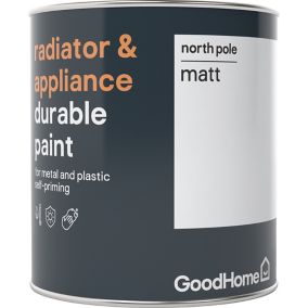 GoodHome Durable North pole (Brilliant white) Matt Radiator & appliance paint, 750ml