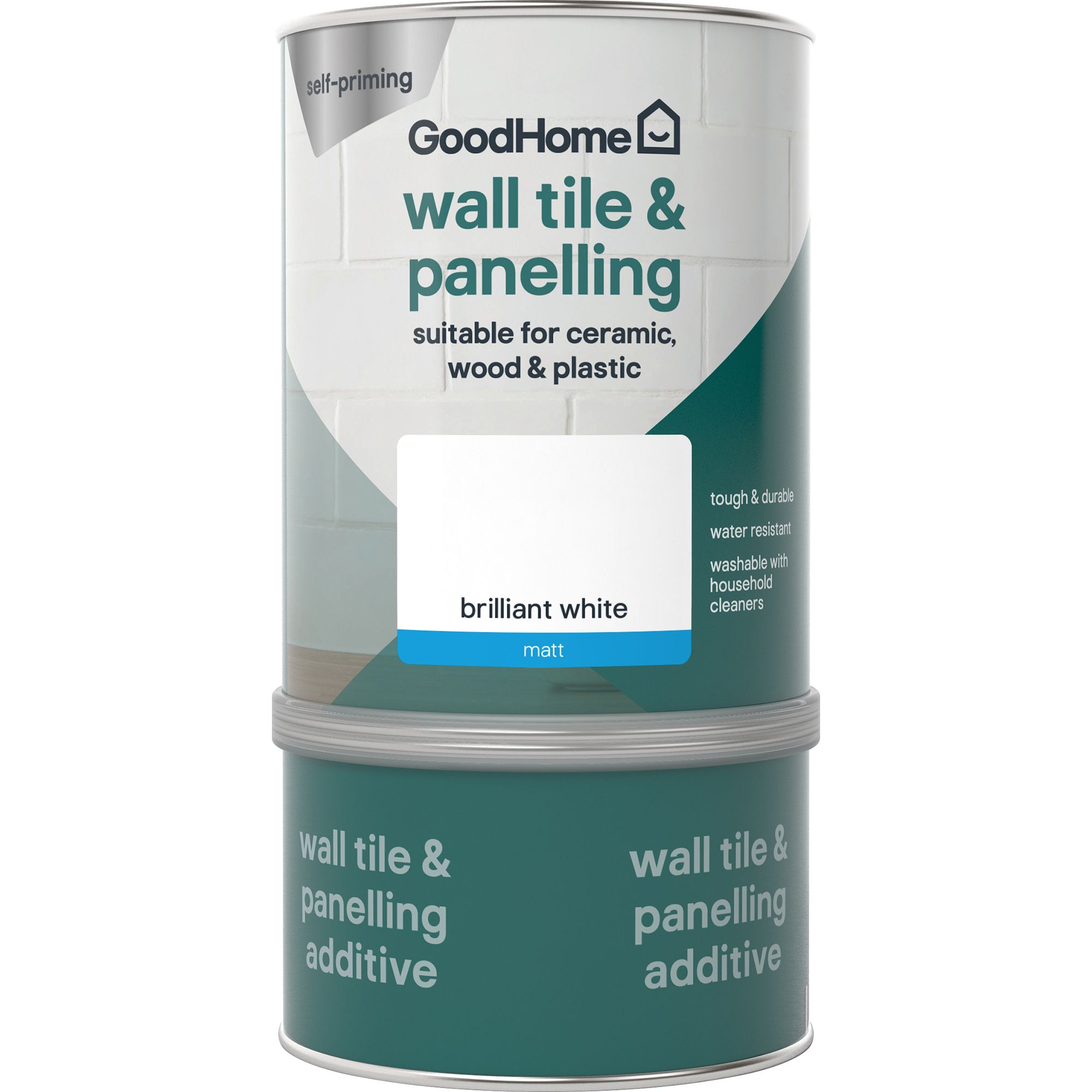 GoodHome Durable North pole (Brilliant white) Matt Wall tile & panelling paint, 750ml
