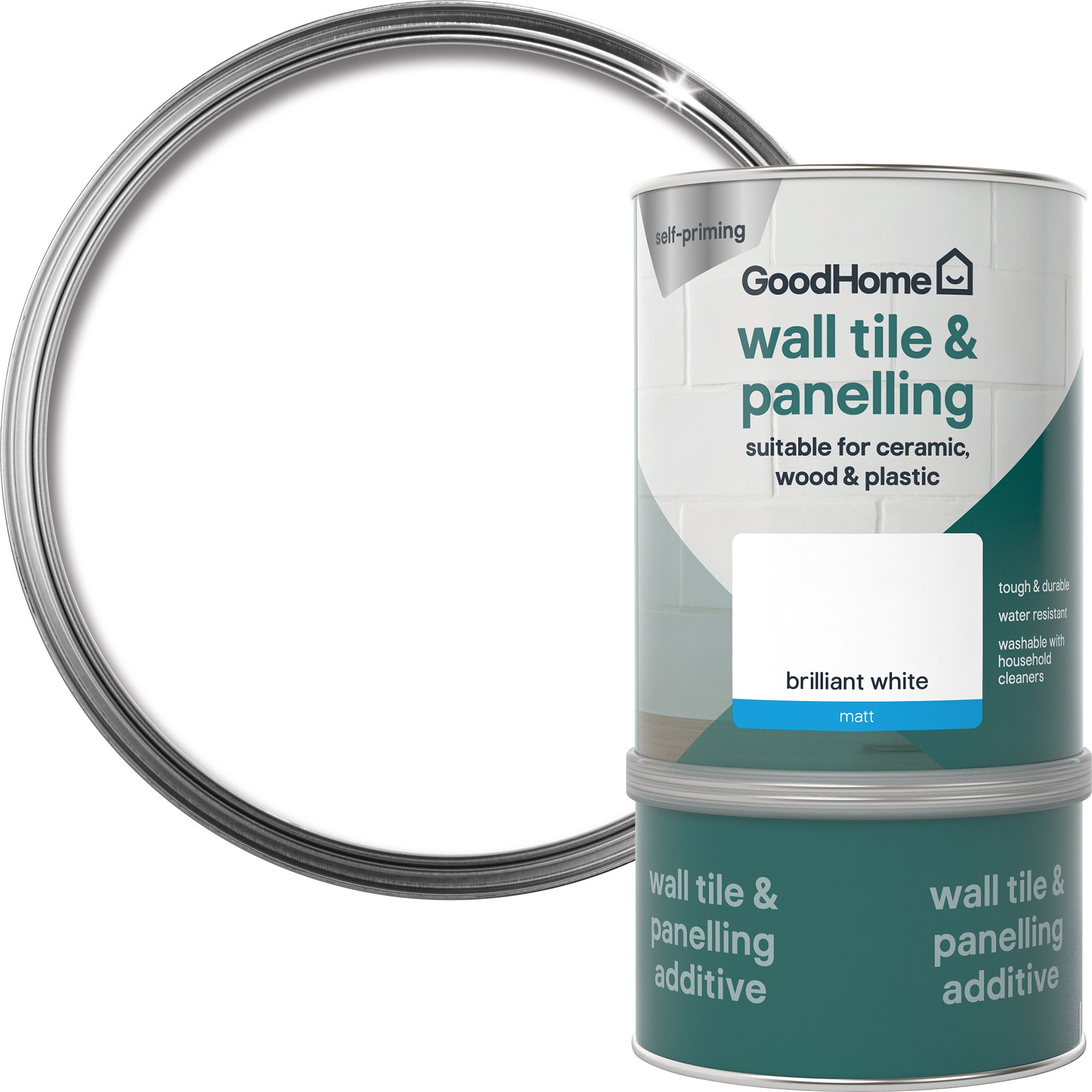 GoodHome Durable North pole (Brilliant white) Matt Wall tile & panelling paint, 750ml