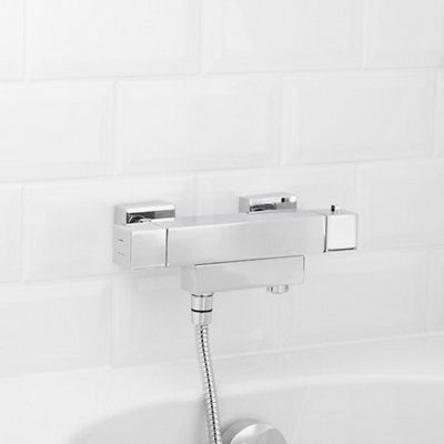 GoodHome Eforie Chrome effect Wall-mounted Thermostatic Shower mixer Tap