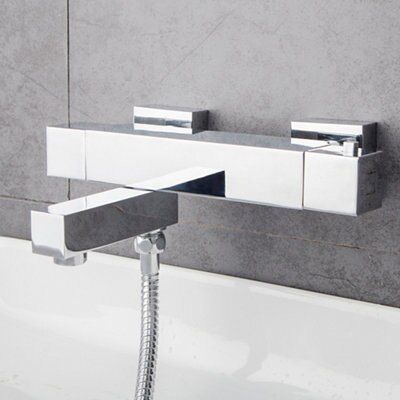 GoodHome Eforie Chrome effect Wall-mounted Thermostatic Shower mixer Tap