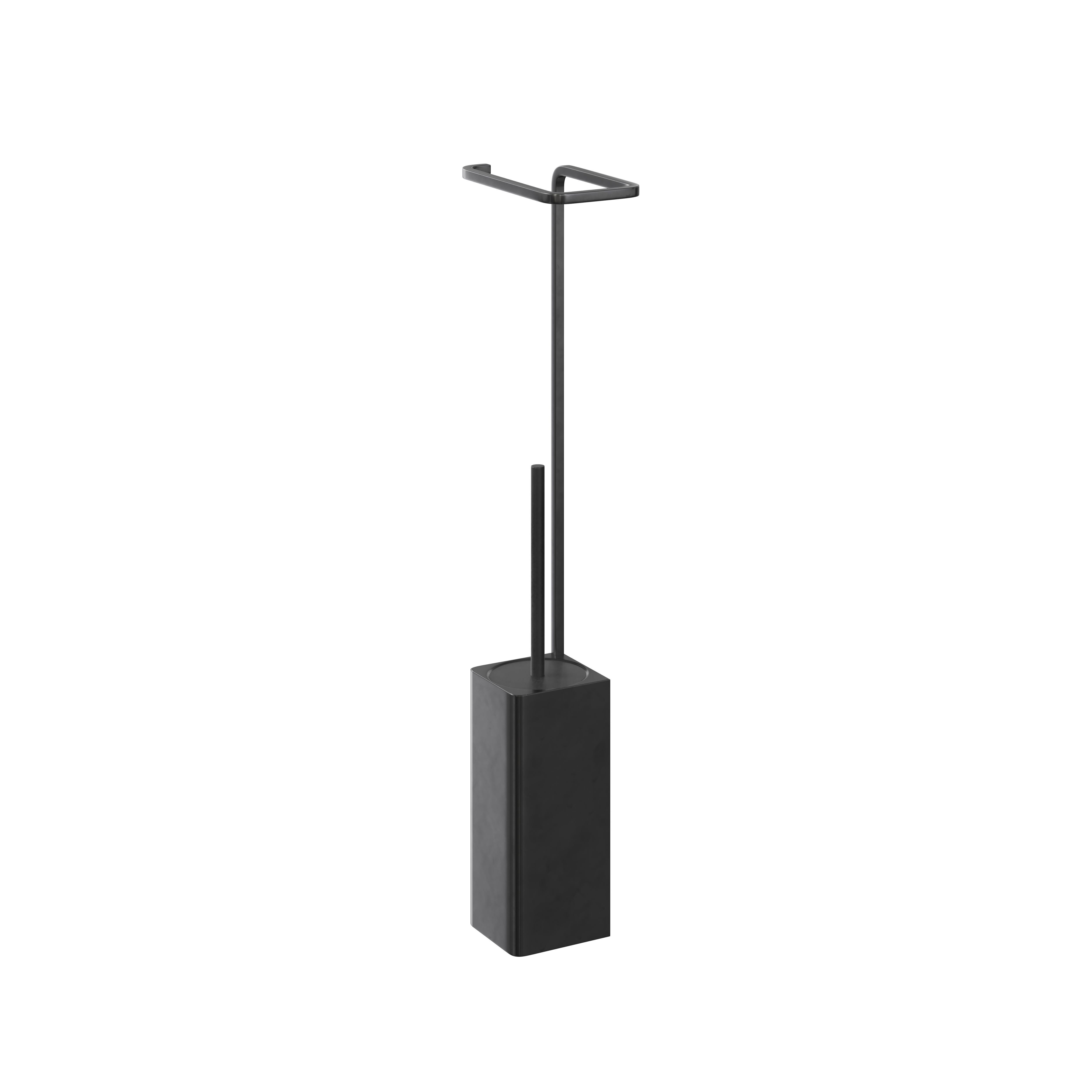 Freestanding Toilet Paper Holder With Brush in Matte Black - On