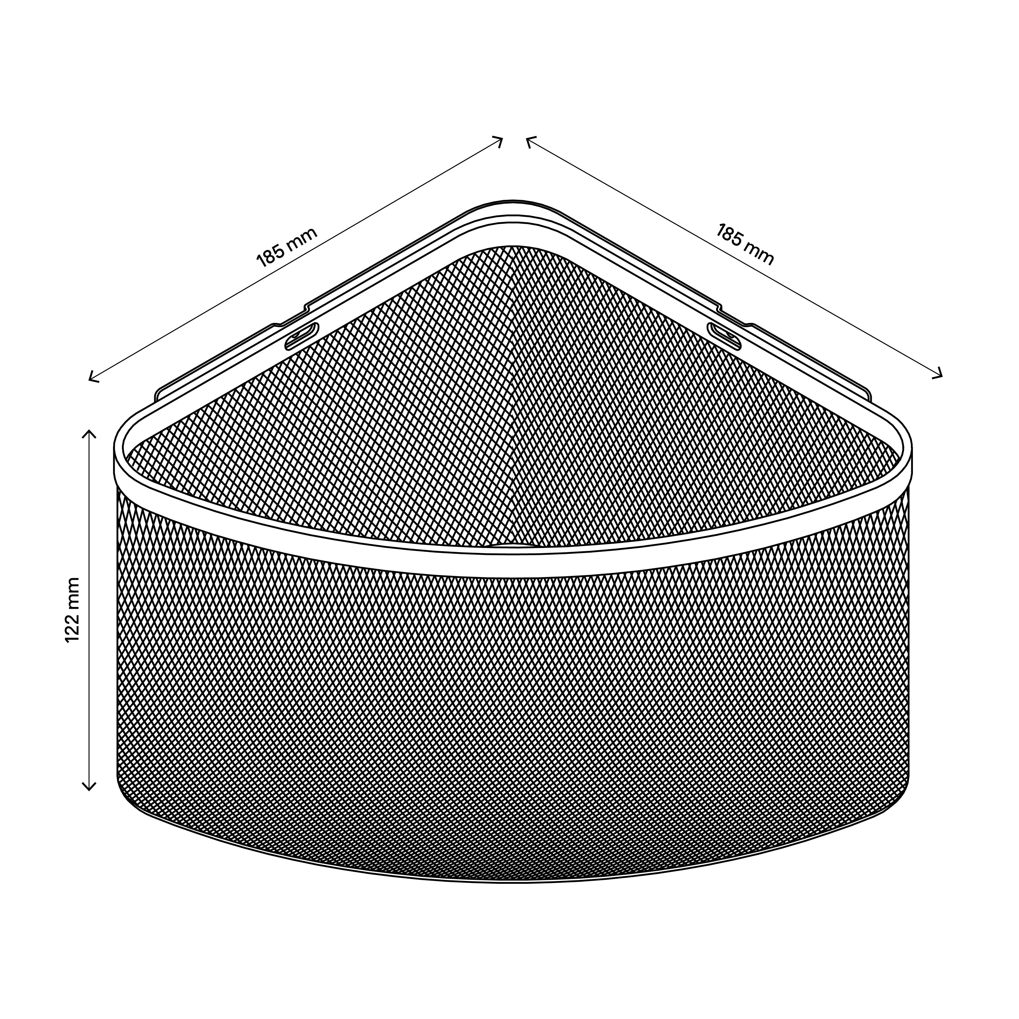 GoodHome Elland Black Steel 1 tier Corner shower basket (W)18.3cm