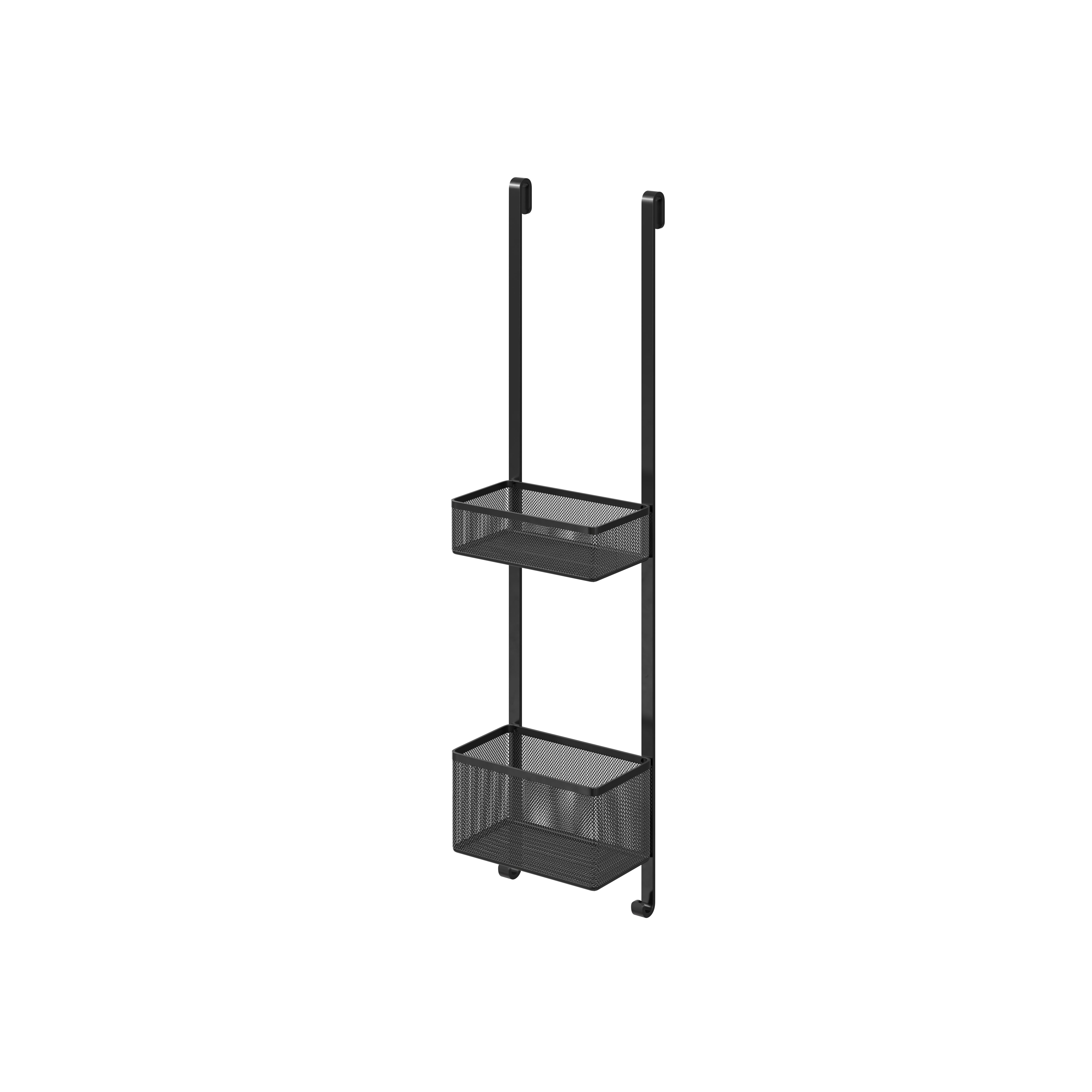 GoodHome Elland Black Steel 2 tier Hook over shower caddie (W)20.2cm