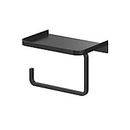GoodHome Elland Black Wall-mounted Toilet roll holder with shelf (W)175mm