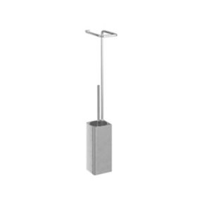 GoodHome Elland Brushed Silver effect Freestanding or wall-mounted Toilet roll & brush holder