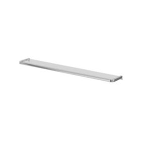 GoodHome Elland Brushed Silver effect Stainless steel & tempered glass Wall-mounted Bathroom Shelf, (L)600mm (D)120mm (H) 20mm