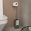 GoodHome Elland Brushed Silver effect Wall-mounted Toilet roll & brush holder
