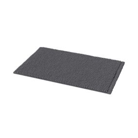 GoodHome Elland Ebony Cotton & polyester (PES) Anti-slip Bath mat (L)800mm (W)500mm
