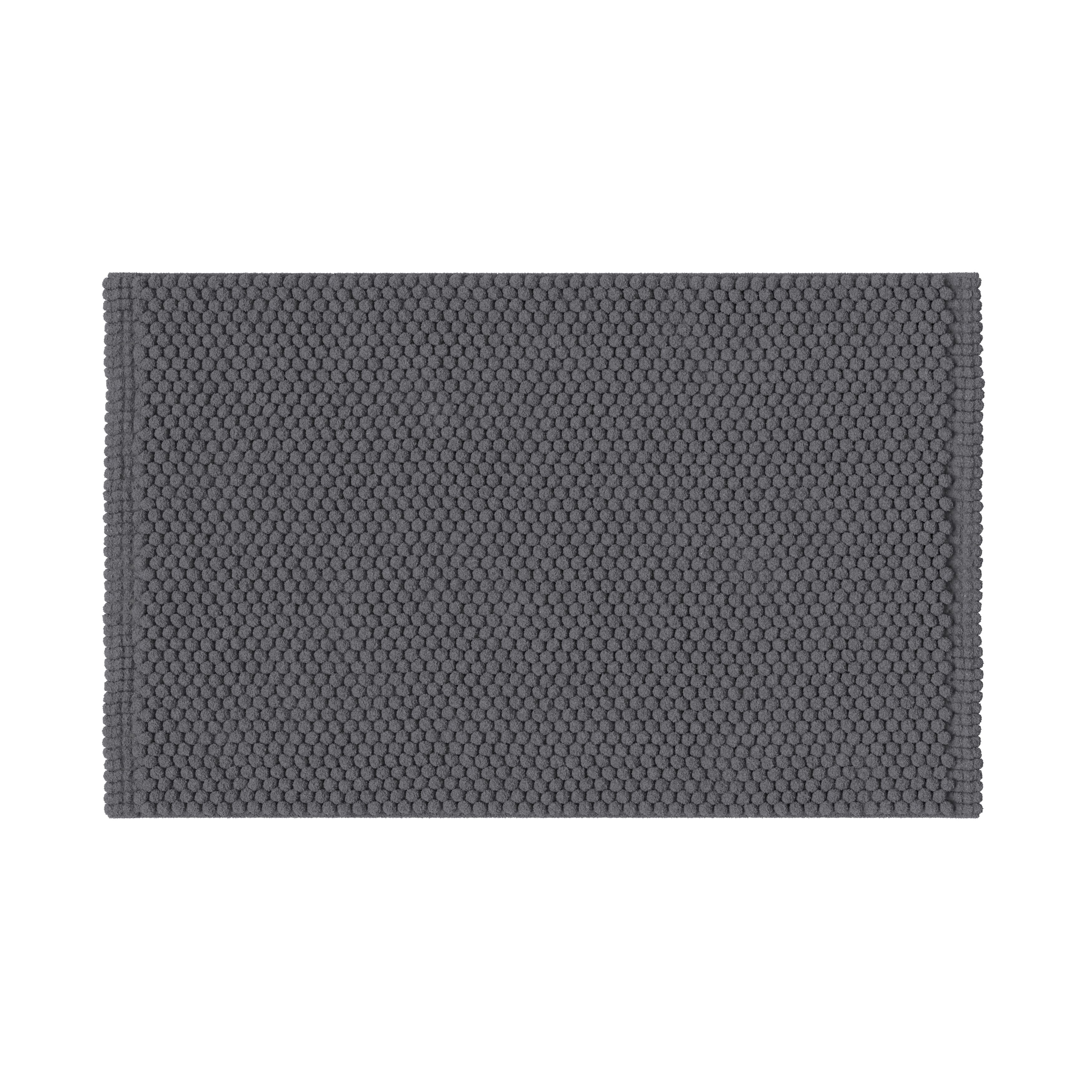 GoodHome Elland Ebony Cotton & polyester (PES) Anti-slip Bath mat (L)800mm (W)500mm