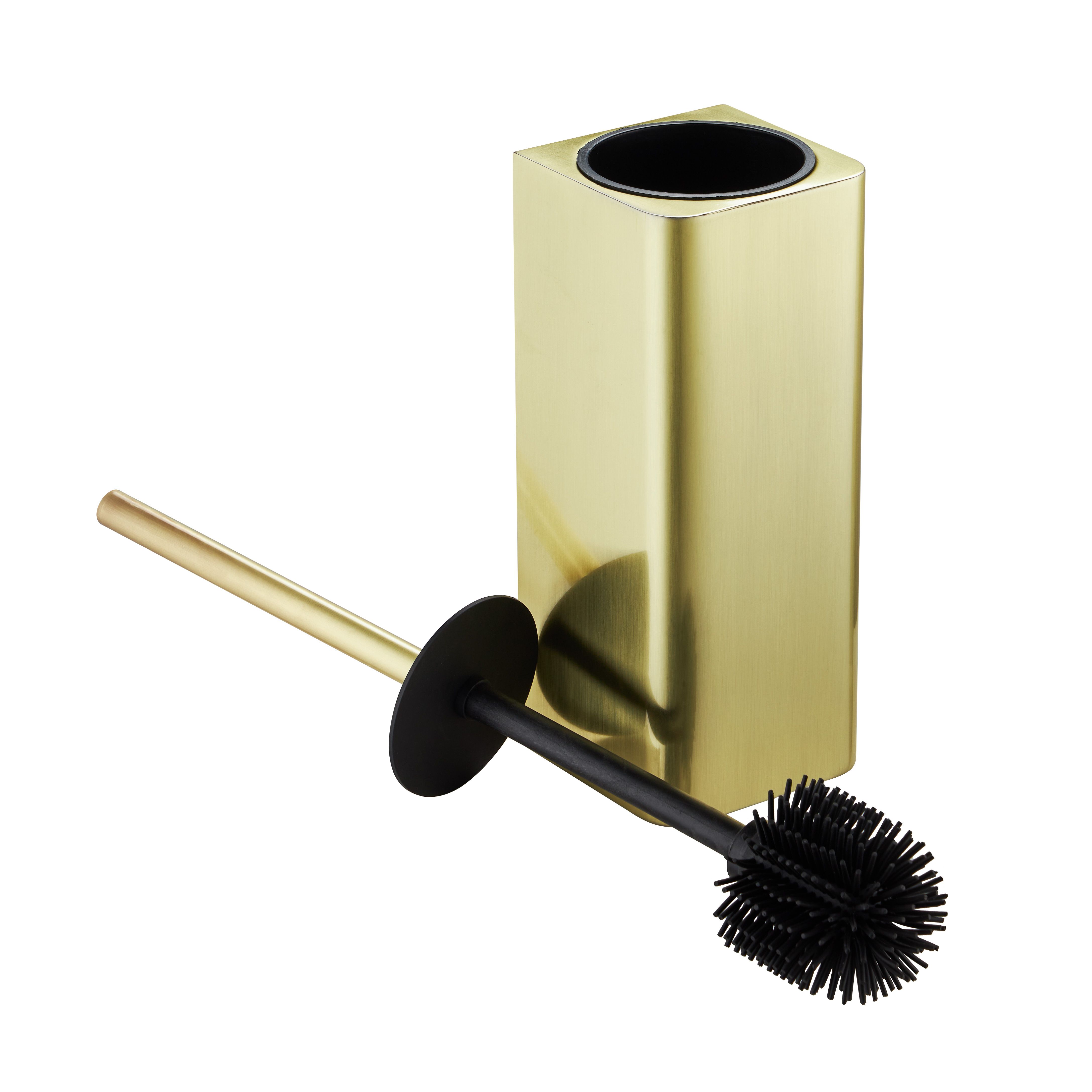 GoodHome Elland Gold effect Stainless steel Toilet brush & holder