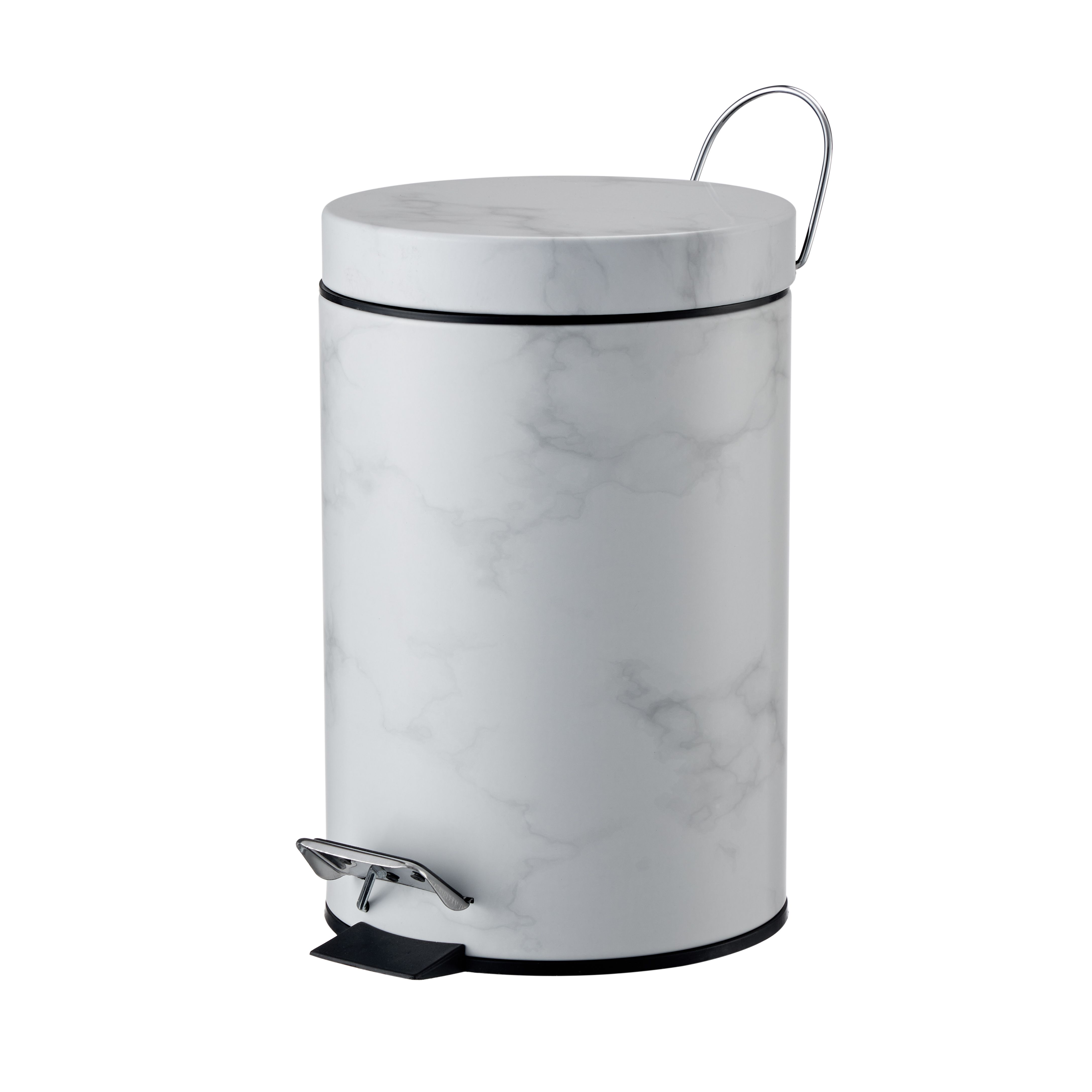 GoodHome ELLAND Marble effect Metal Bathroom Bin - 3L