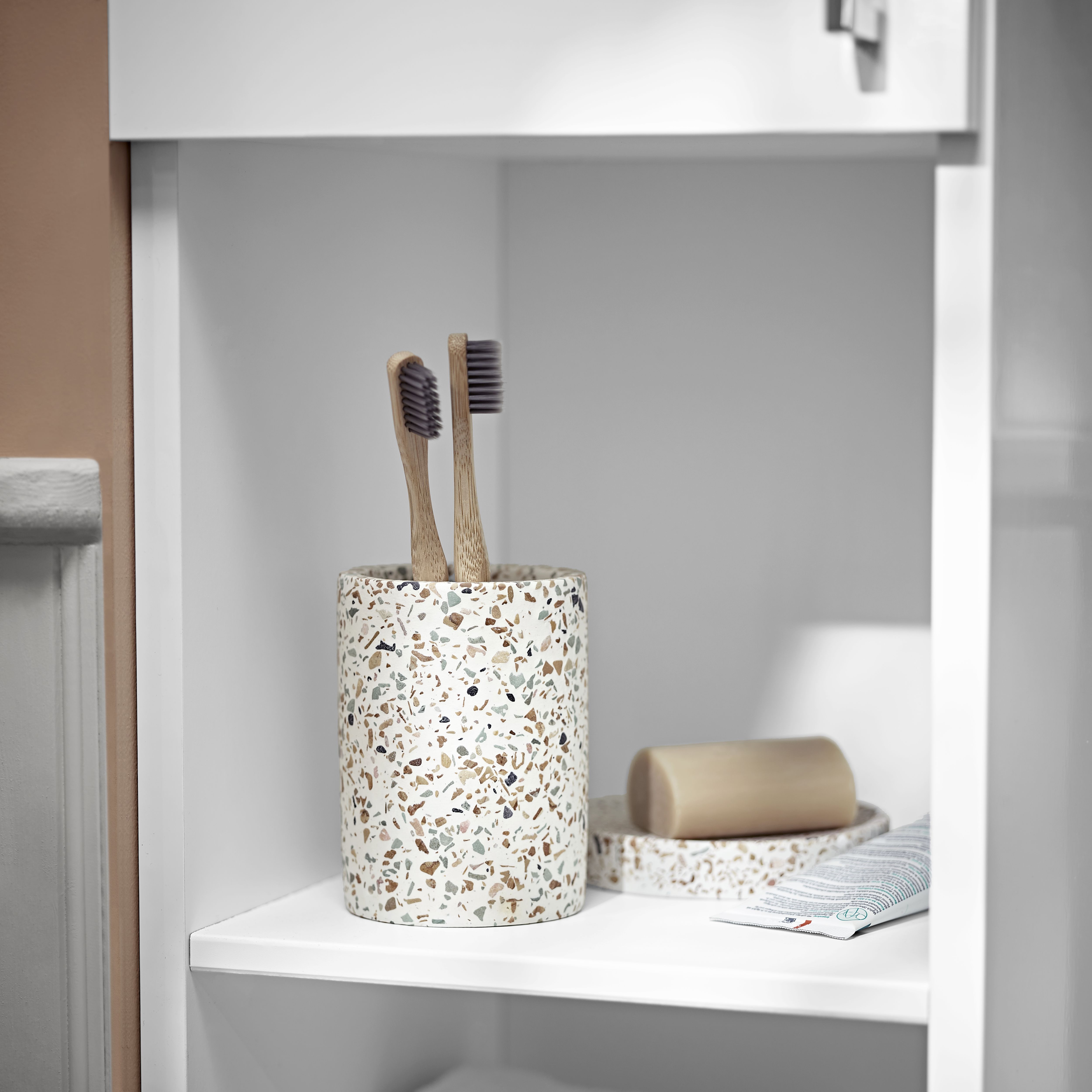 GoodHome Elland Matt Beige Terrazzo effect Concrete & polyresin Soap dish