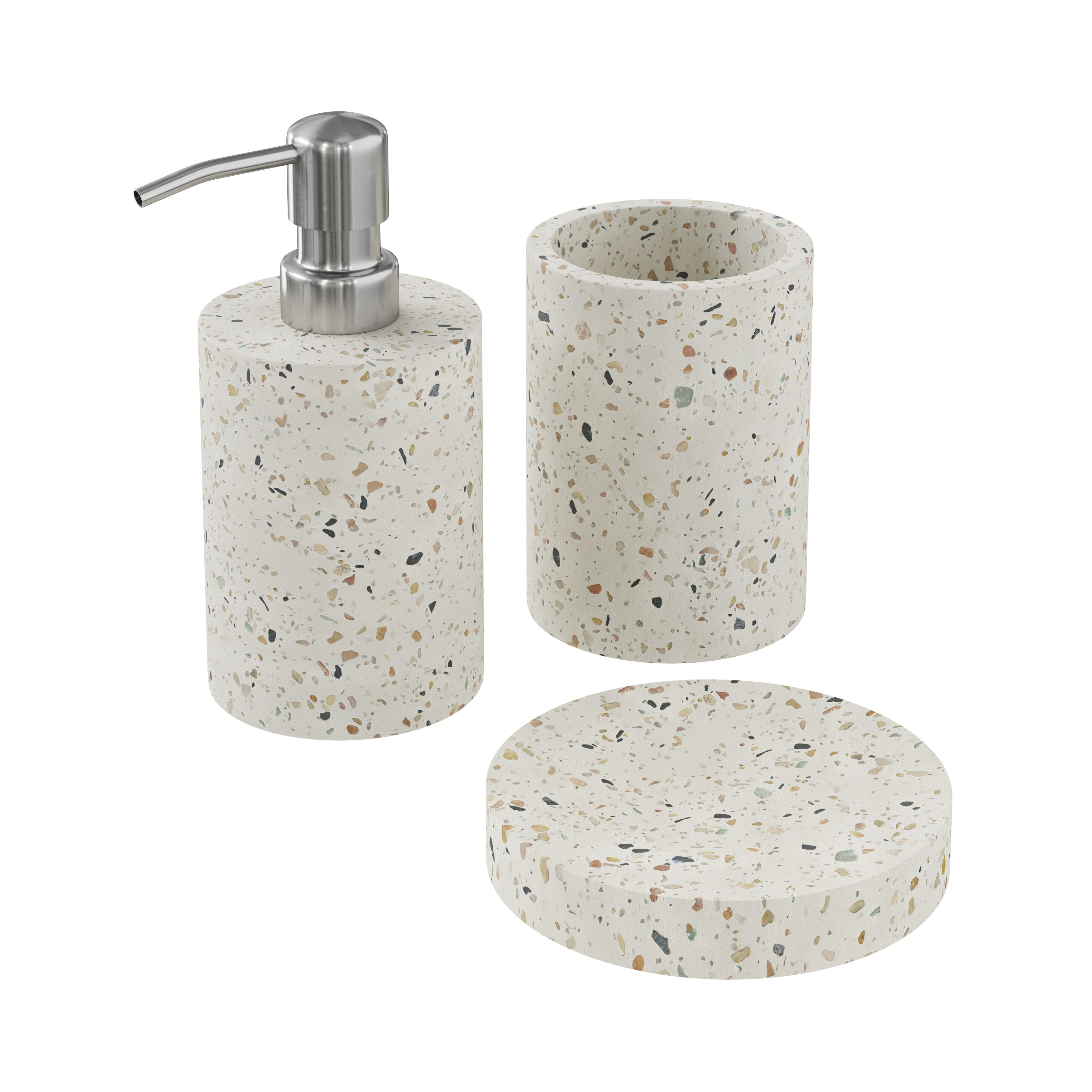GoodHome Elland Matt Beige Terrazzo effect Concrete & polyresin Soap dish