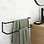 GoodHome Elland Matt Black Steel Wall-mounted Double towel rail (W)60cm
