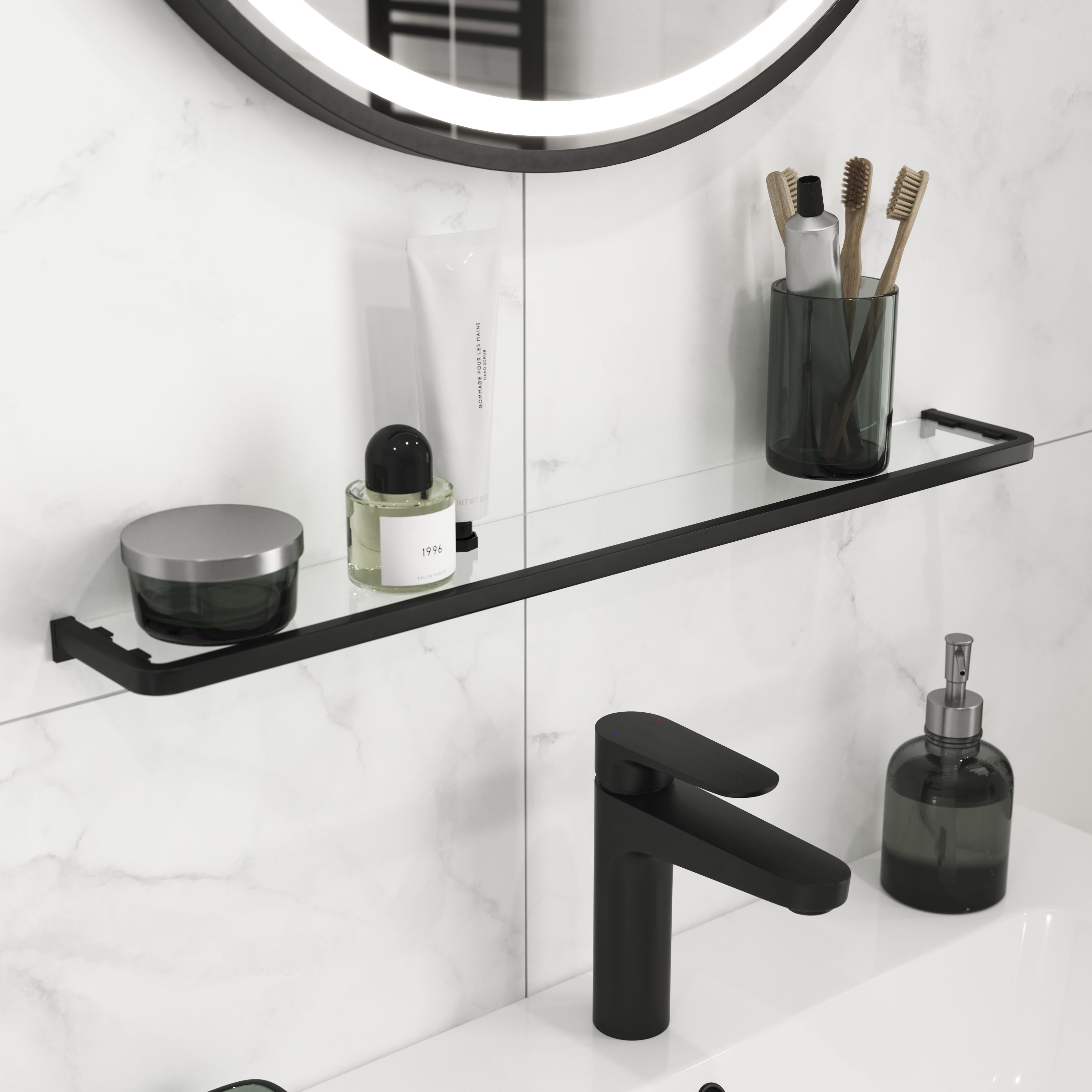 Black deals bathroom shelf