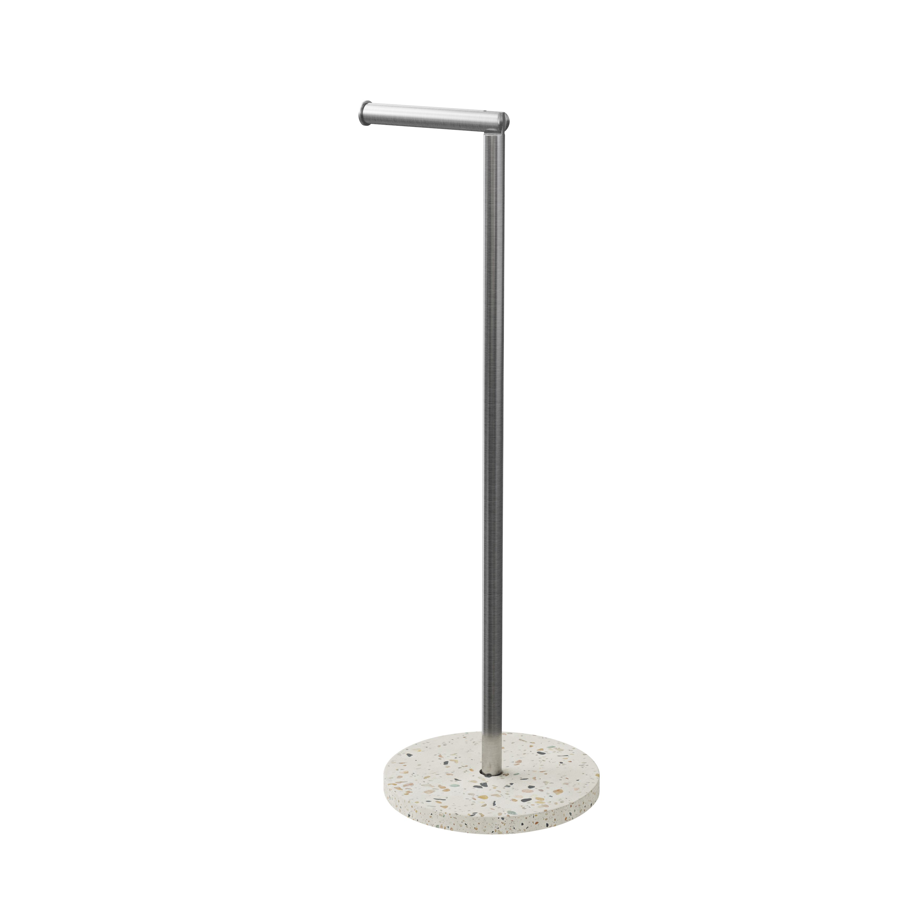 GoodHome Elland Matt Brushed Terrazzo effect Freestanding Toilet roll holder stand (H)690mm (W)215mm