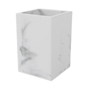 GoodHome Elland Matt White & grey Marble effect Polyresin Tumbler
