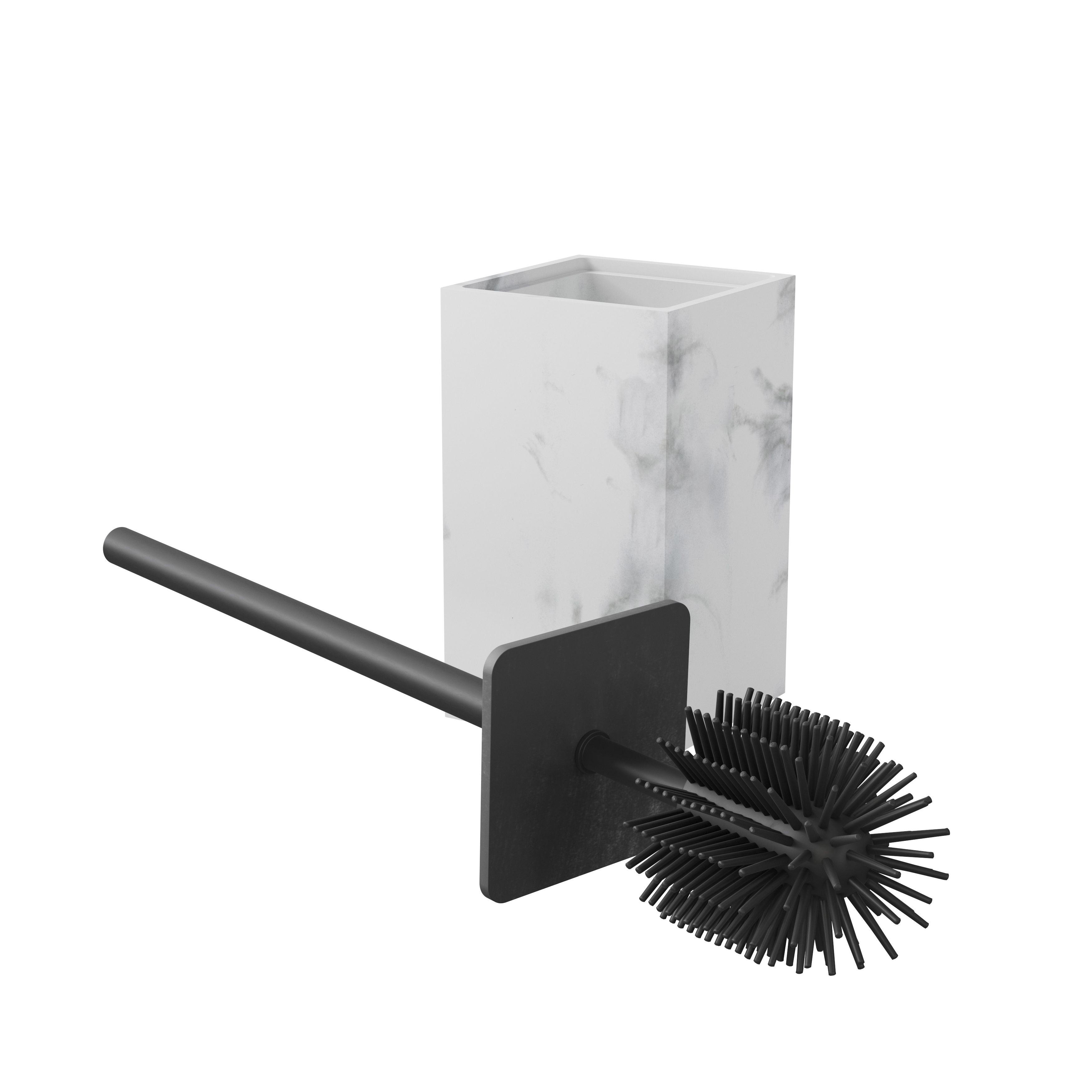 GoodHome Elland Polymer resin, silicone & stainless steel Marble effect Toilet brush & holder
