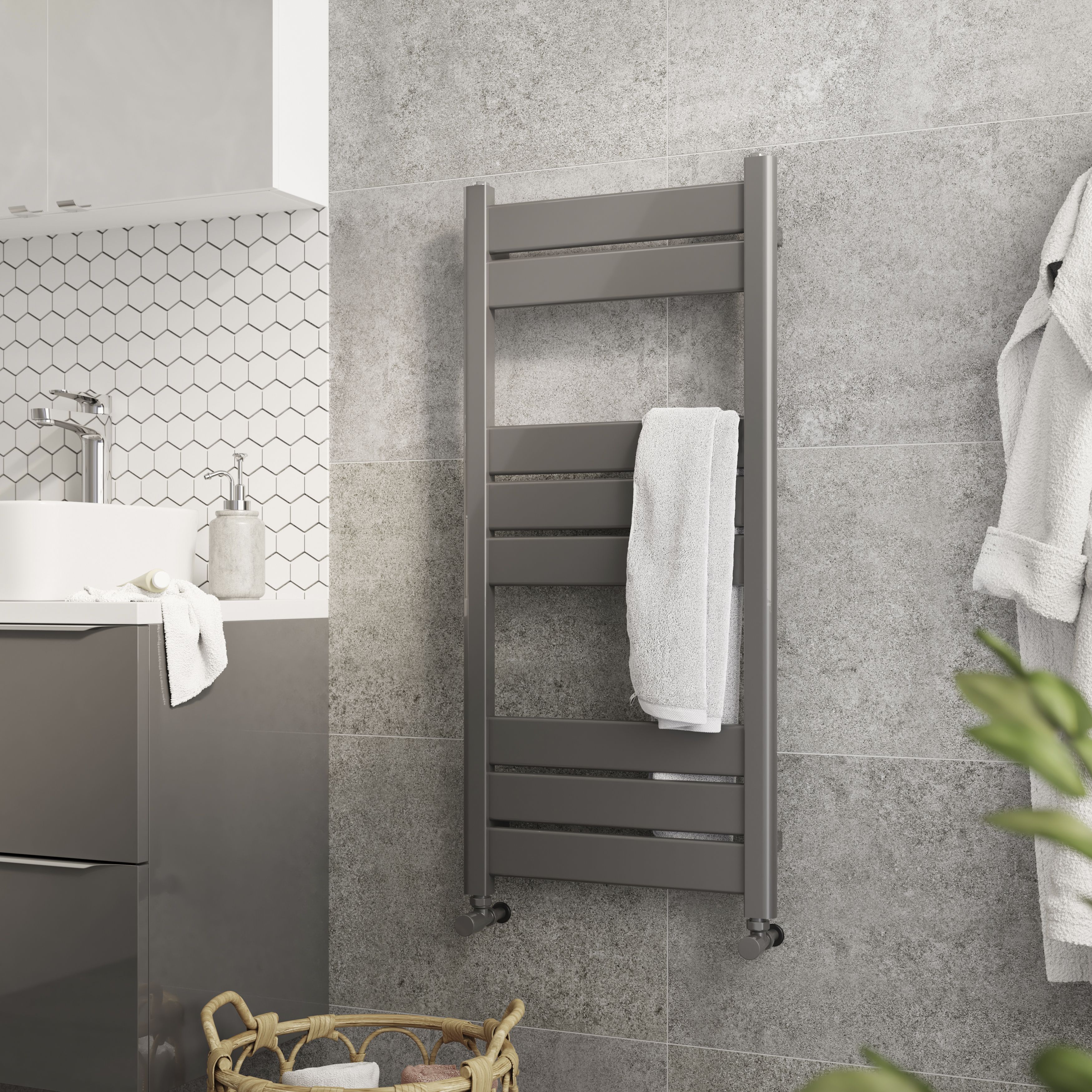 Grey towel radiator 450mm wide hotsell