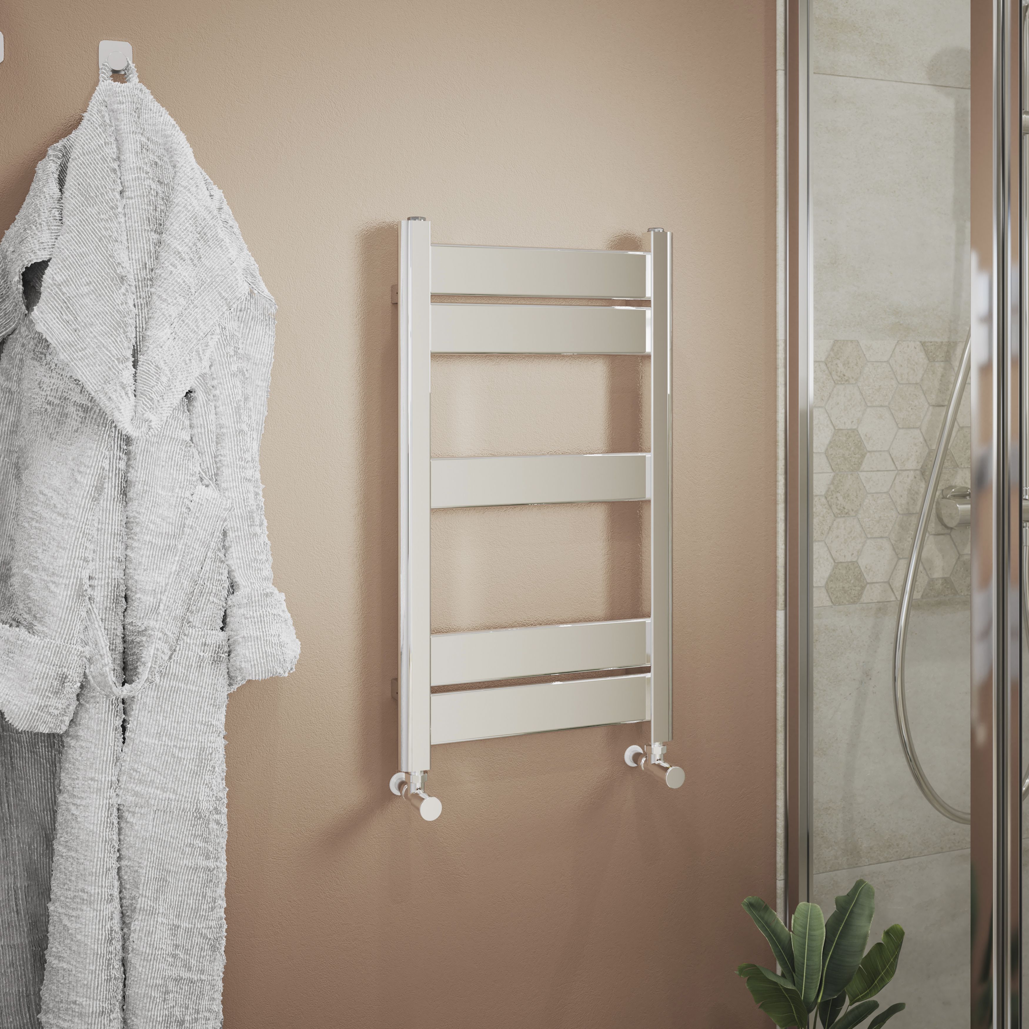 GoodHome Ellesmere Vertical Flat Towel radiator (W)400mm x (H)700mm