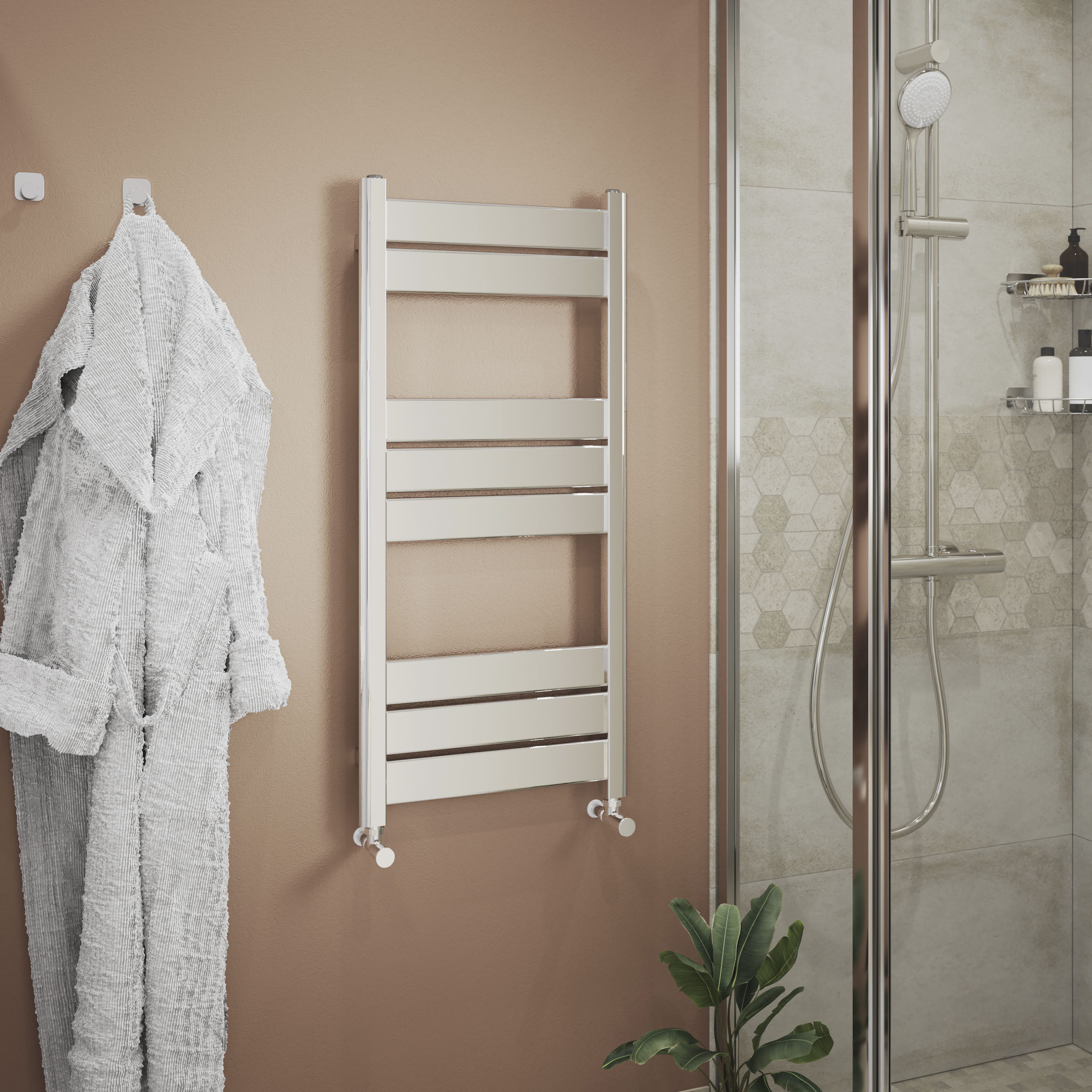 GoodHome Ellesmere Vertical Flat Towel radiator (W)450mm x (H)974mm