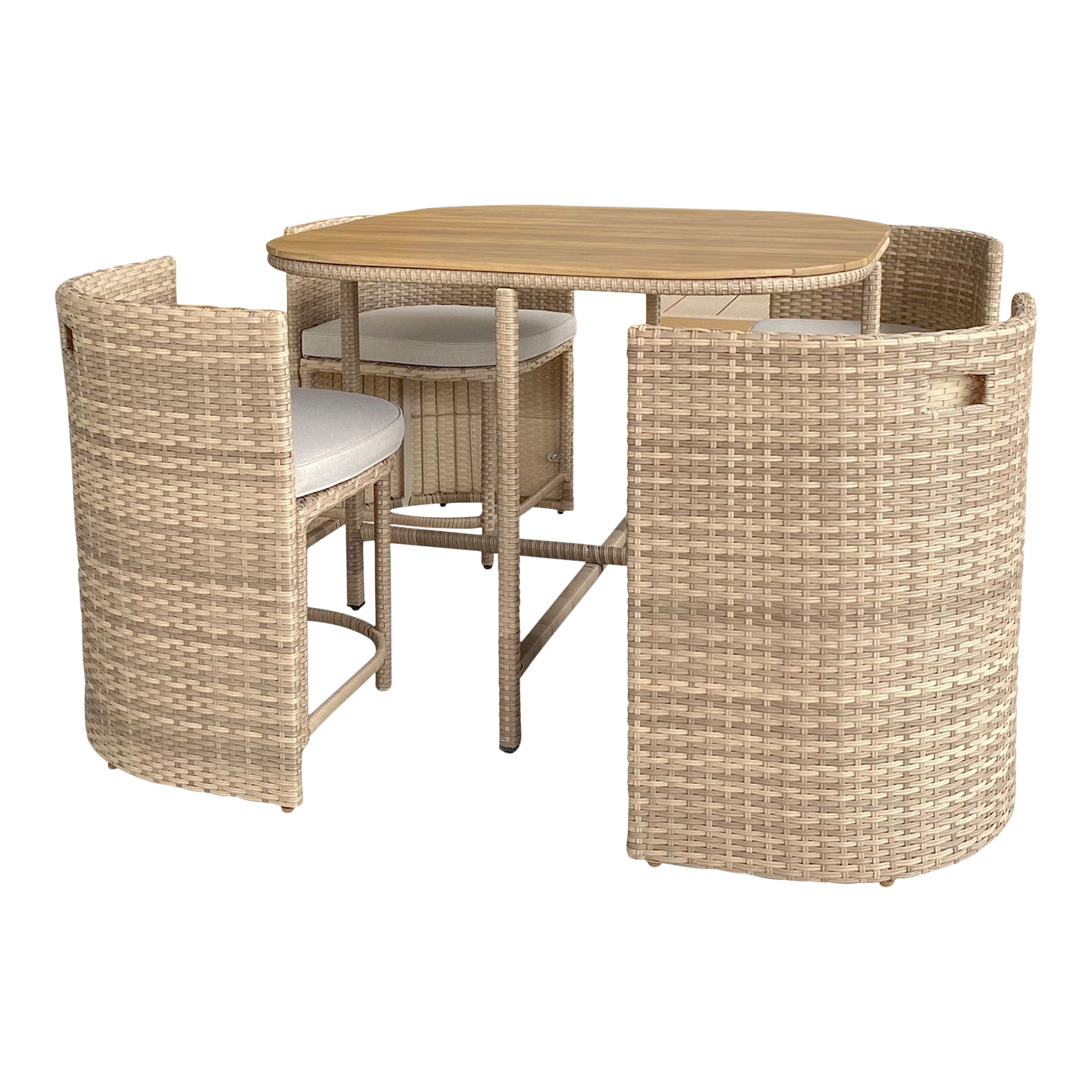 GoodHome Elos Beige Rattan effect 4 seater Dining set
