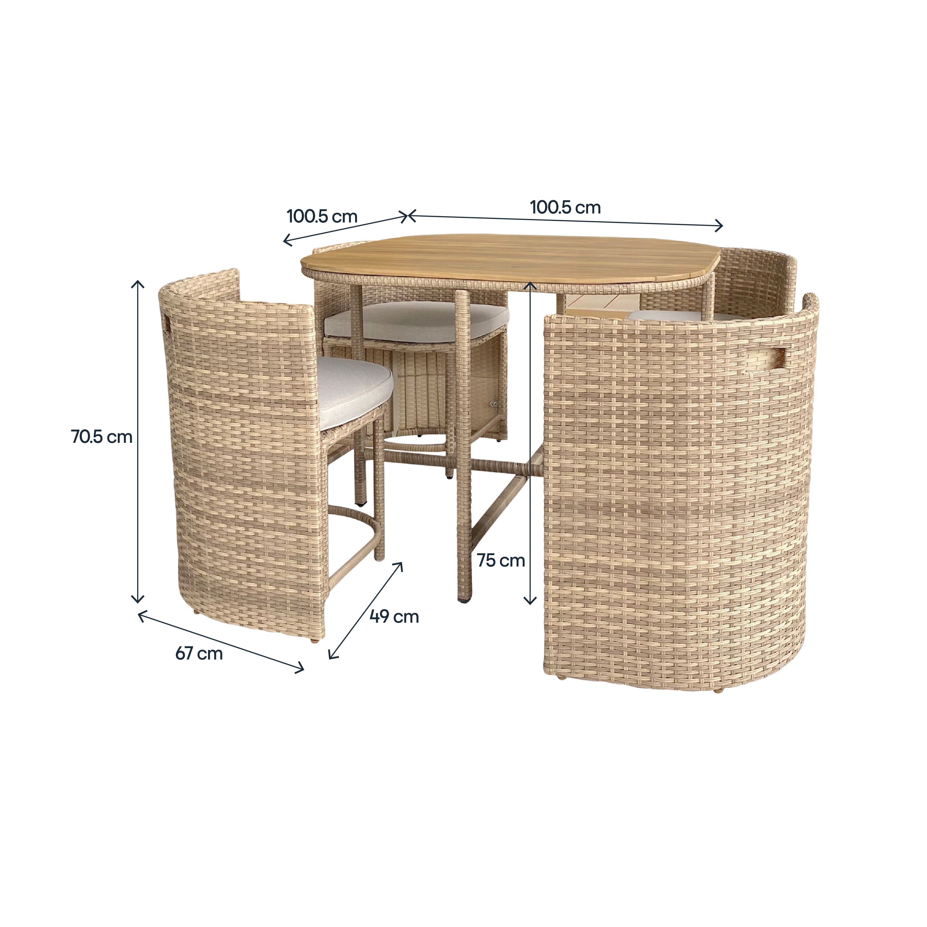 GoodHome Elos Beige Rattan effect 4 seater Dining set