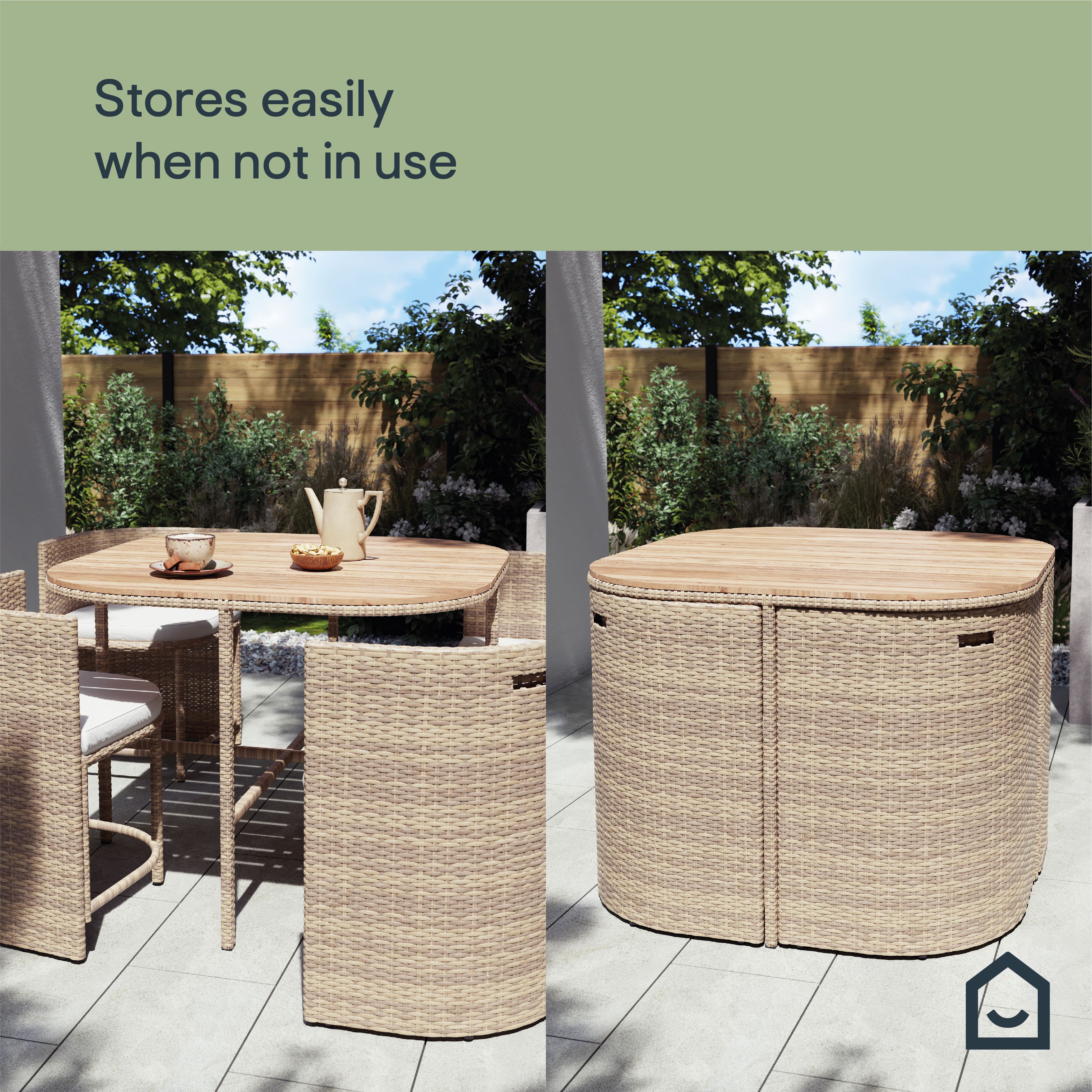 GoodHome Elos Beige Rattan effect 4 seater Dining set