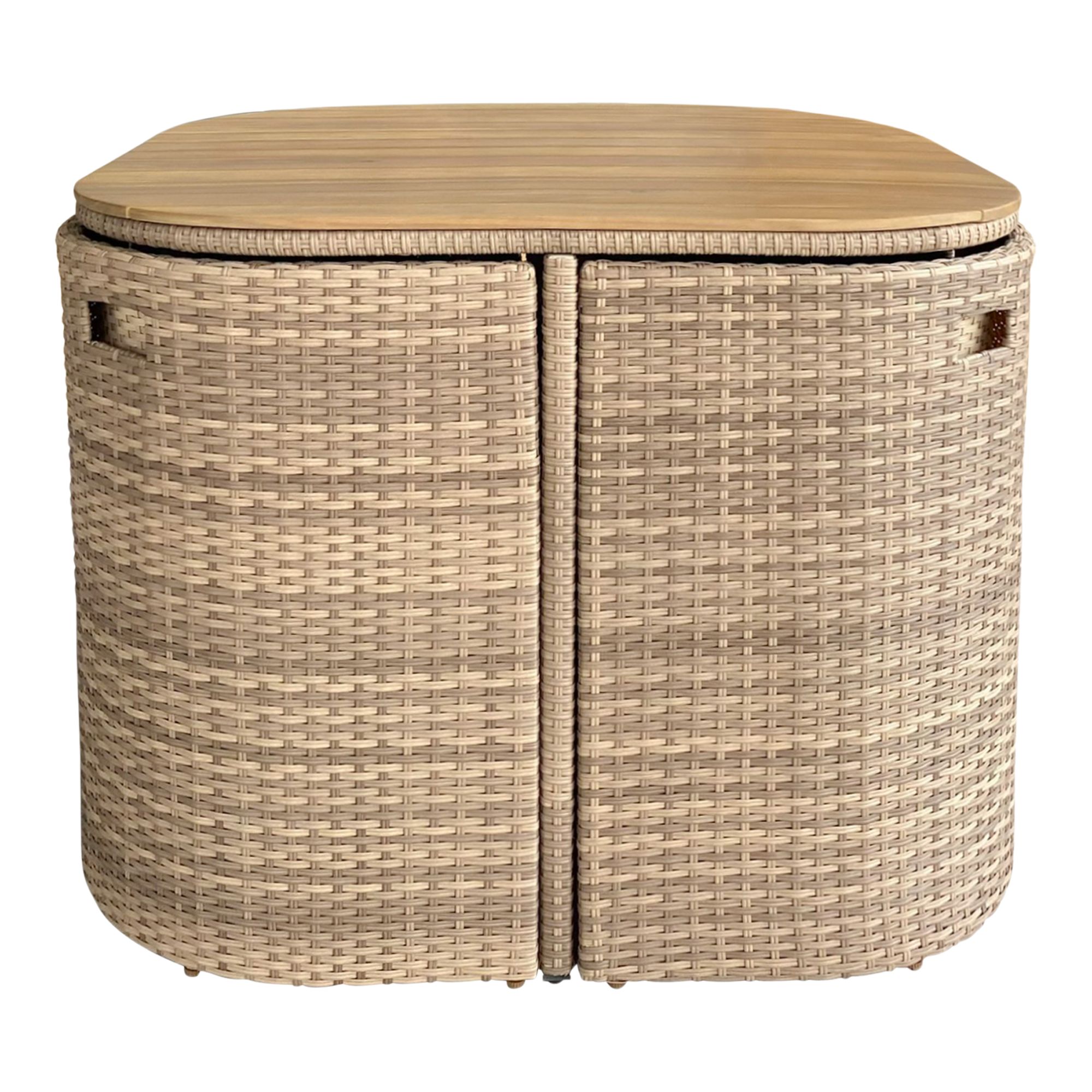 GoodHome Elos Beige Rattan effect 4 seater Dining set