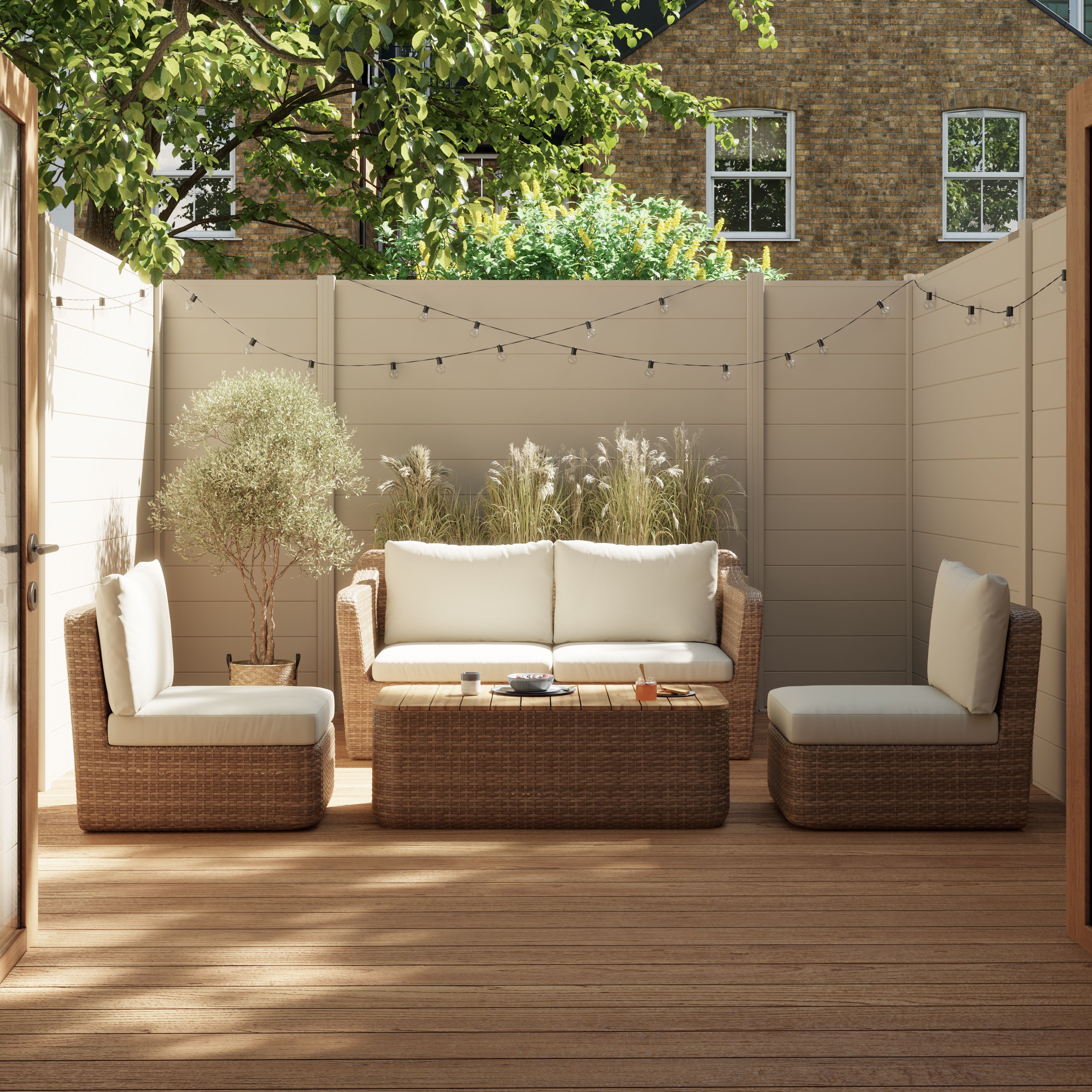 GoodHome Elos Matt Beige 4 Seater Modular Coffee set