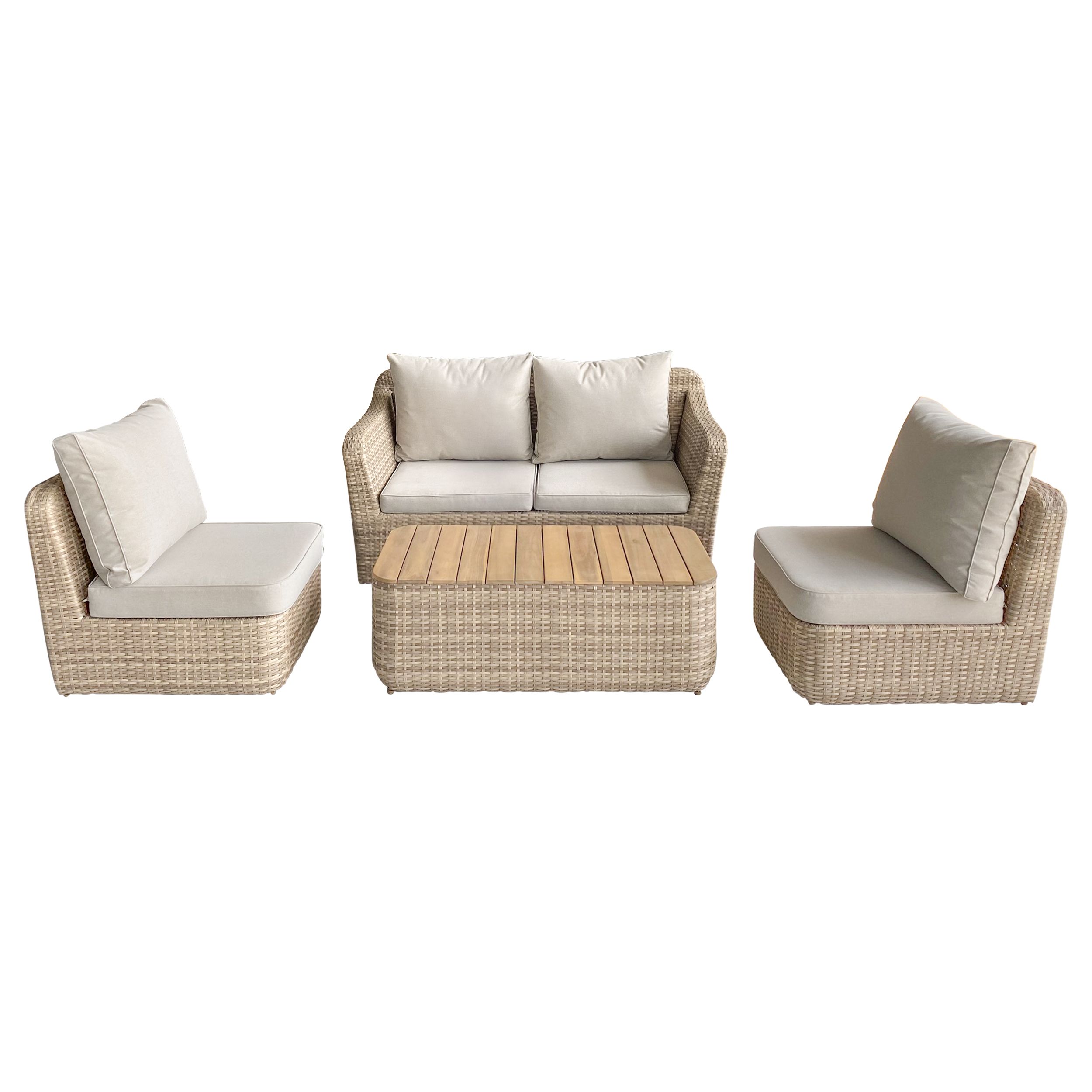 GoodHome Elos Matt Beige 4 Seater Modular Coffee set