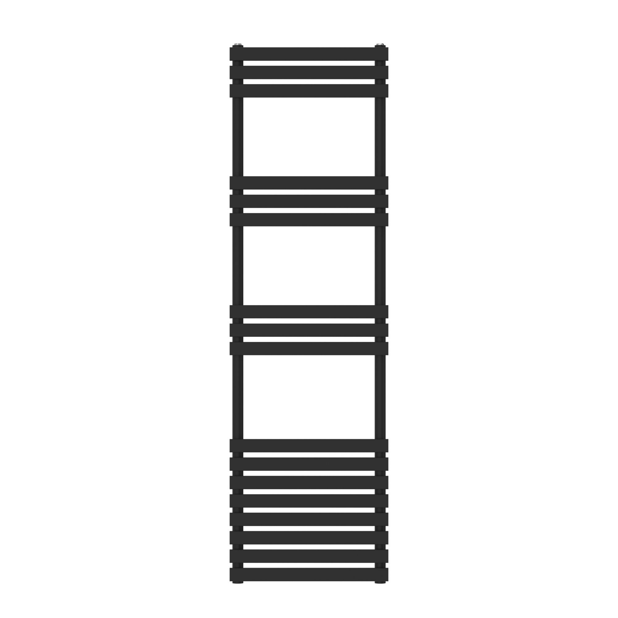 GoodHome Emsworth, Black Vertical Flat Towel radiator (W)500mm x (H)1700mm