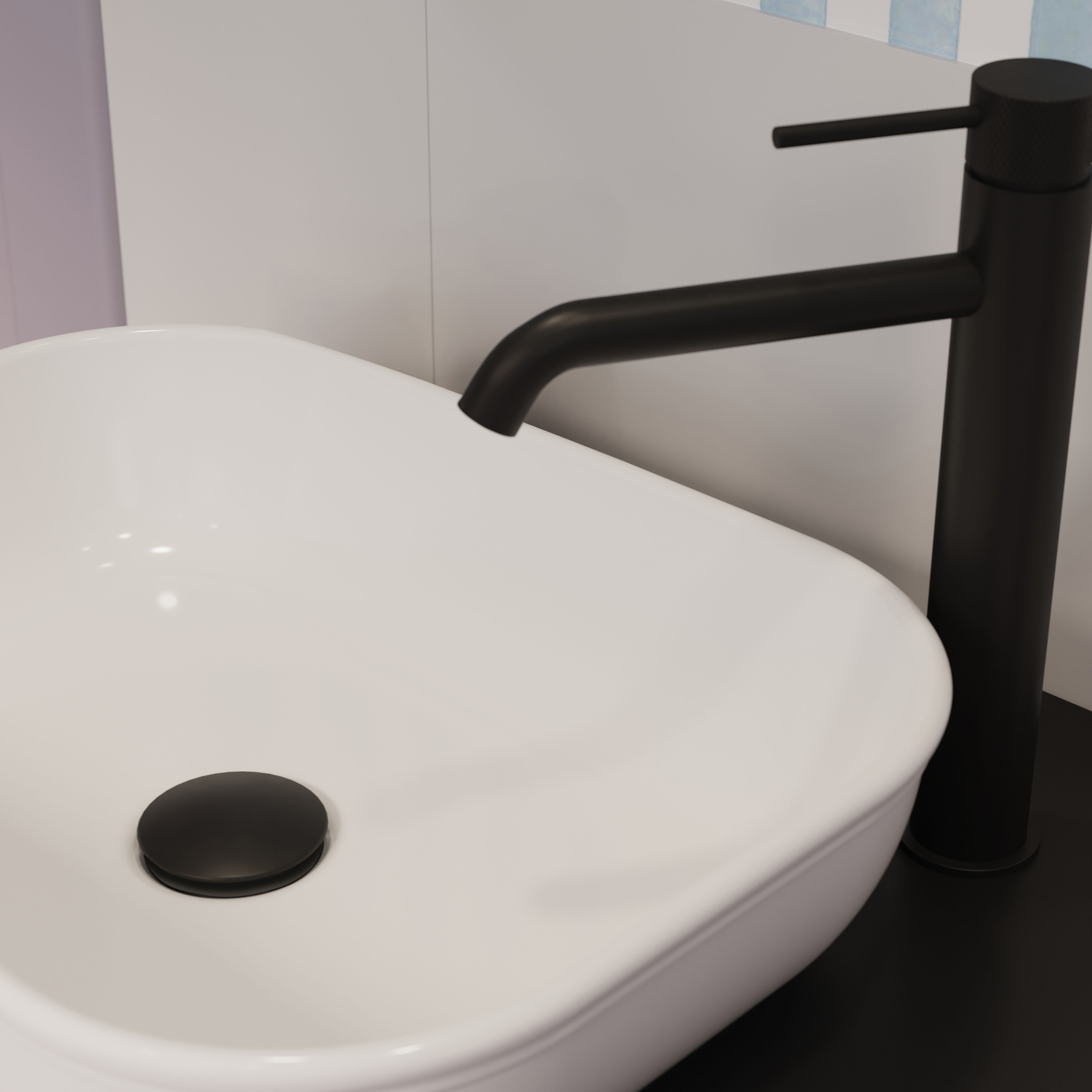 GoodHome Endell Gloss White Rectangular Counter top Basin (W)45cm