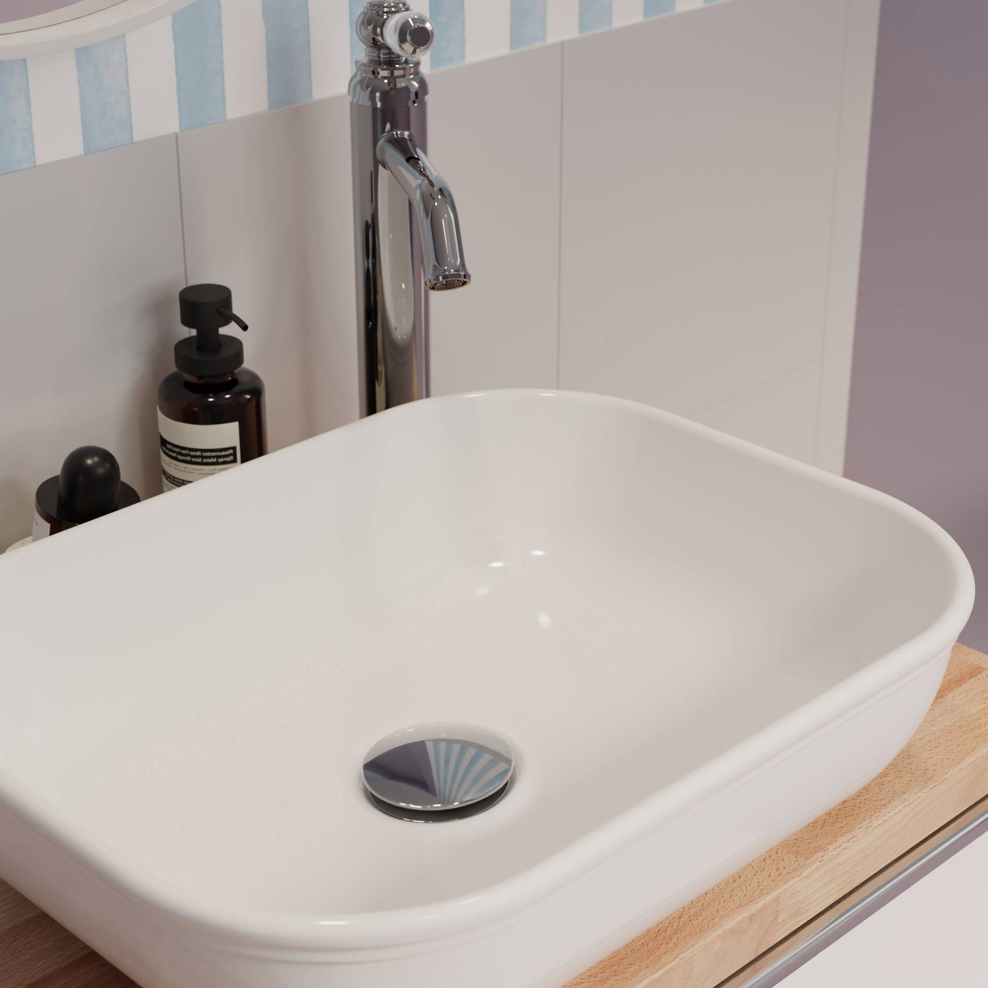 GoodHome Endell Gloss White Rectangular Counter top Basin (W)45cm