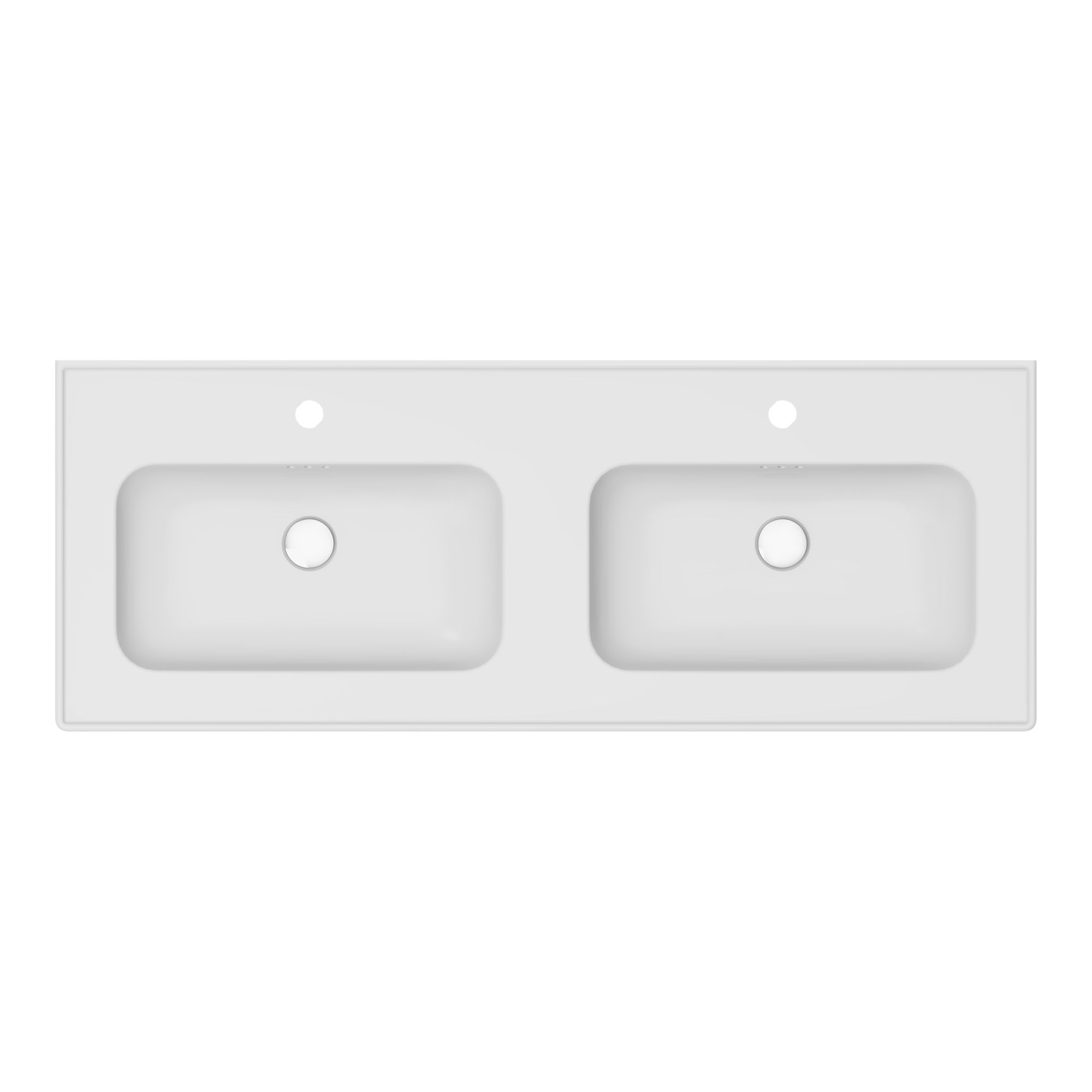 GoodHome Endell Gloss White Rectangular Double Vanity Basin (W)123.6cm