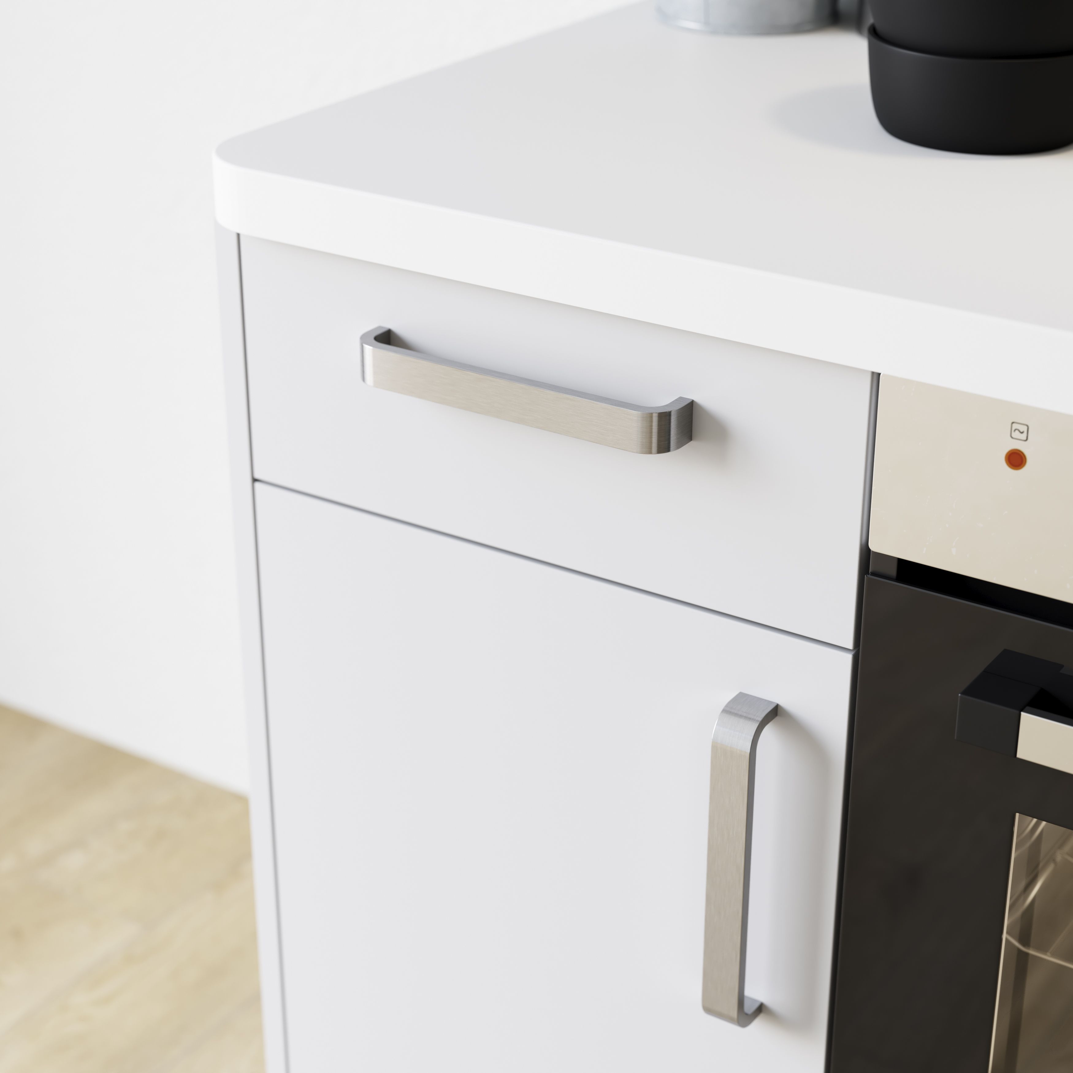 GoodHome Epazote Nickel effect Kitchen cabinets Handle (L)20cm