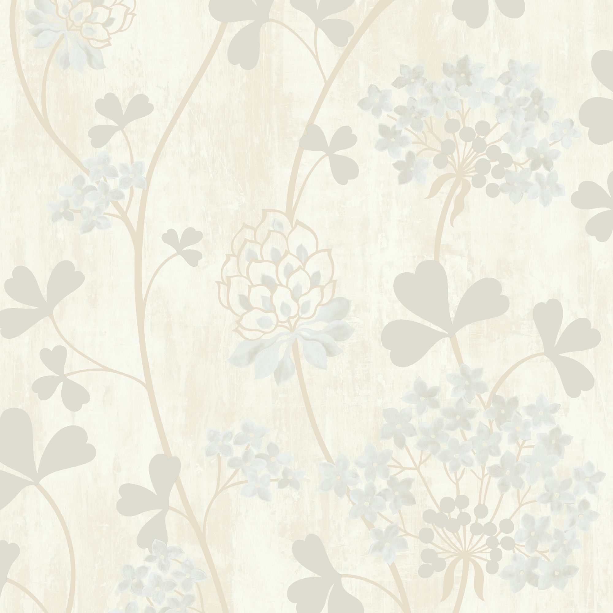 GoodHome Erosa Cream Floral Glitter effect Textured Wallpaper Sample