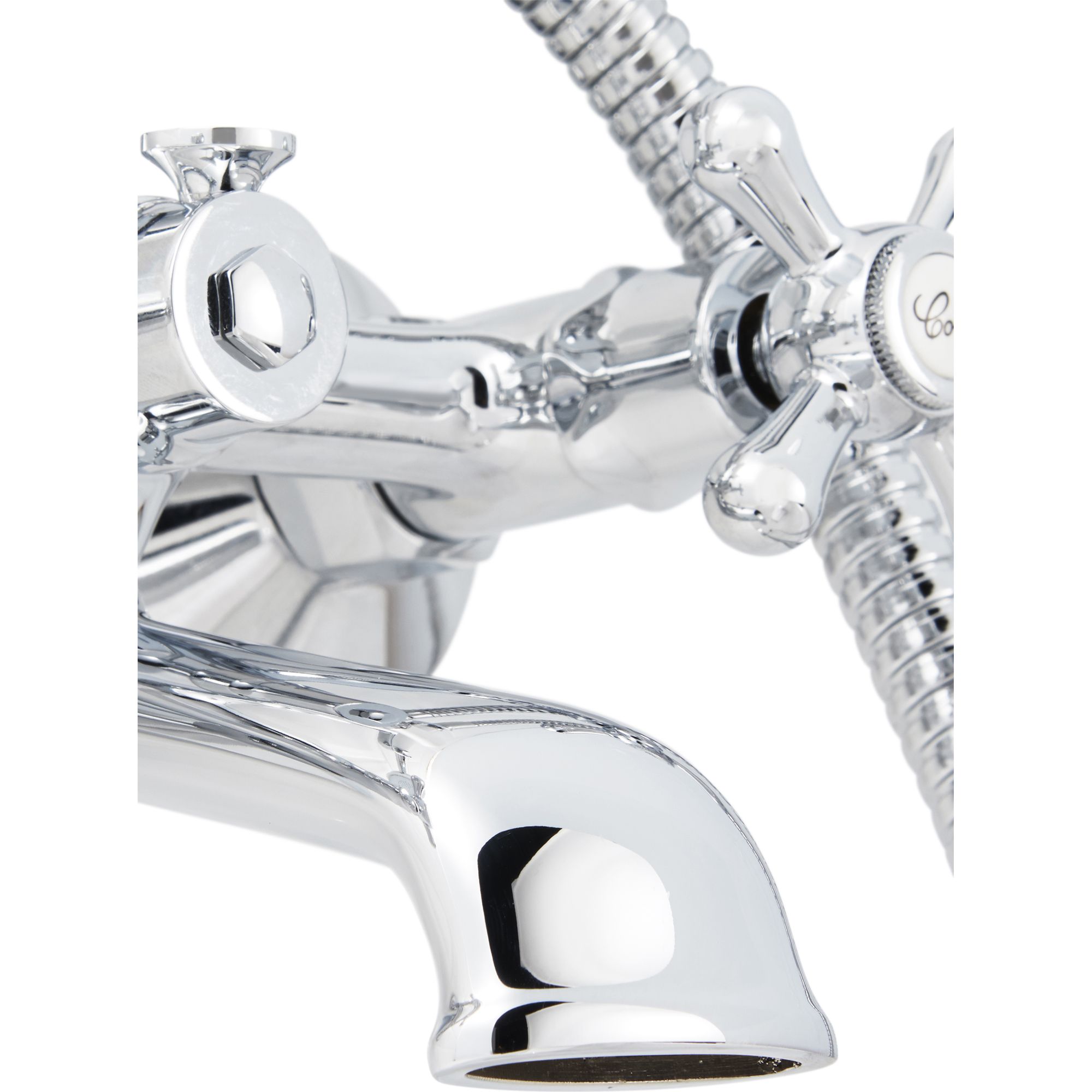 GoodHome Etel Gloss Chrome Wall-mounted Manual Double Bath Pillar Tap