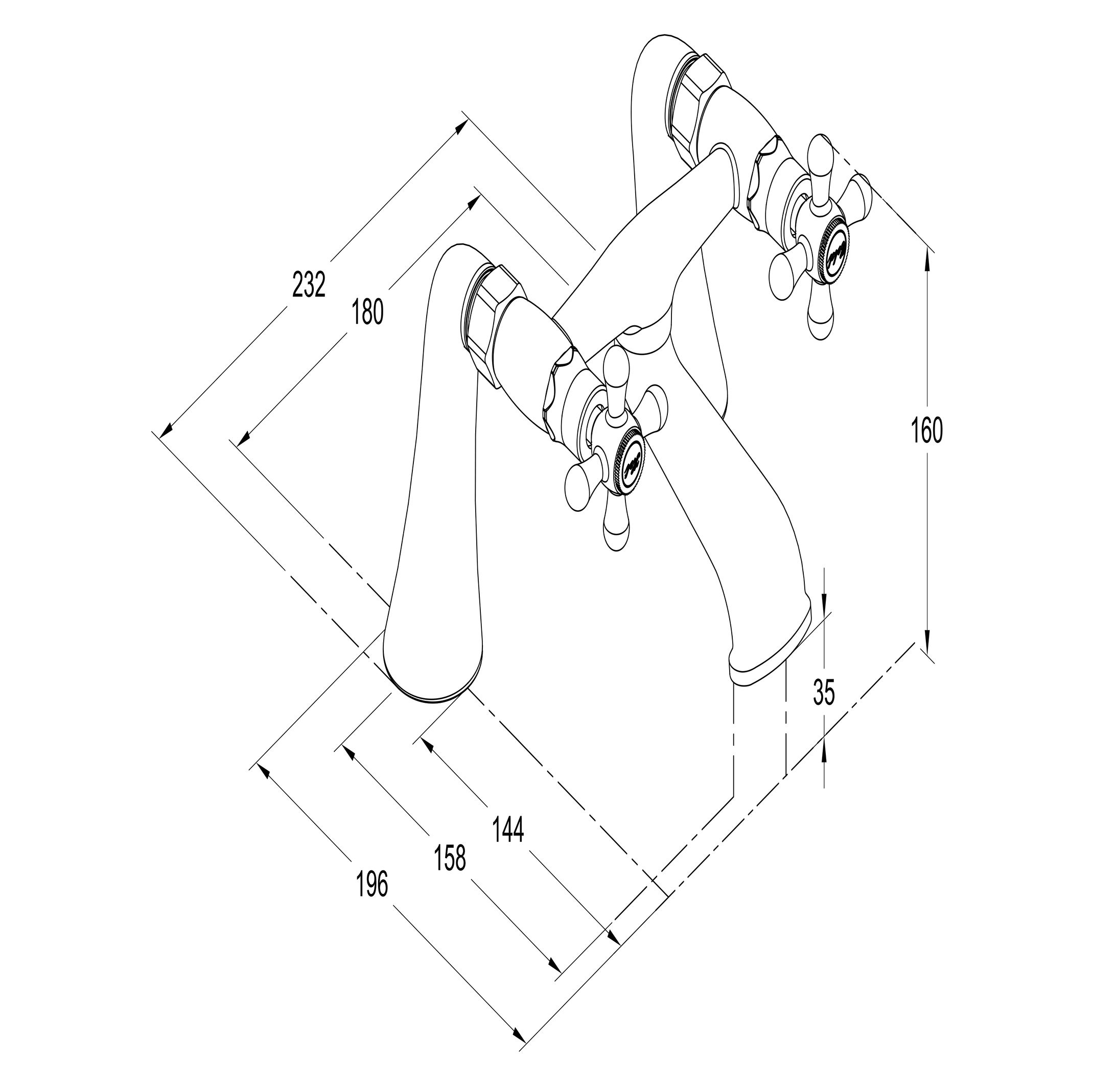 GoodHome Etel Manual Bath Filler Tap