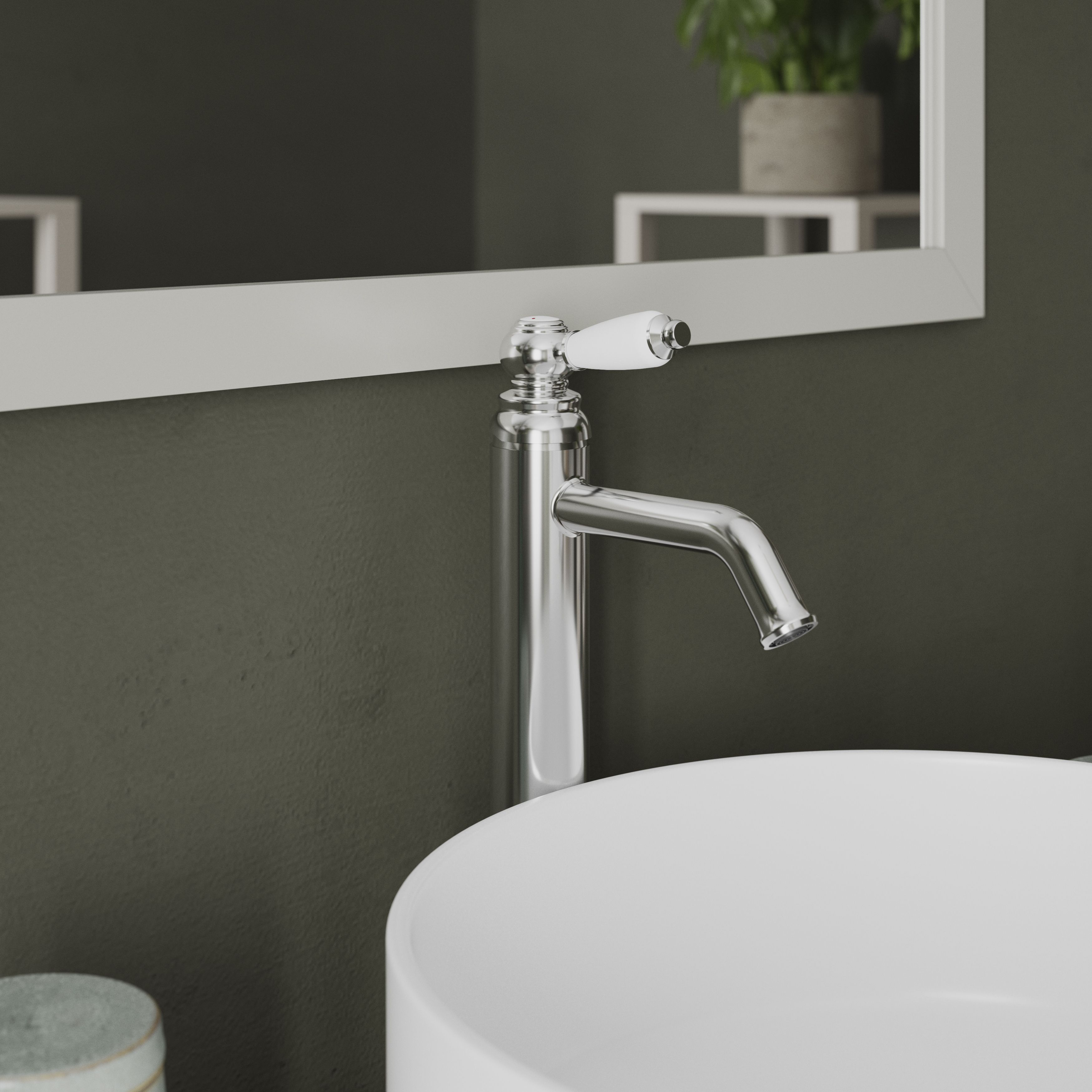 GoodHome Etel Tall Chrome effect Round Deck-mounted Manual Sink or worktop Mono mixer Tap