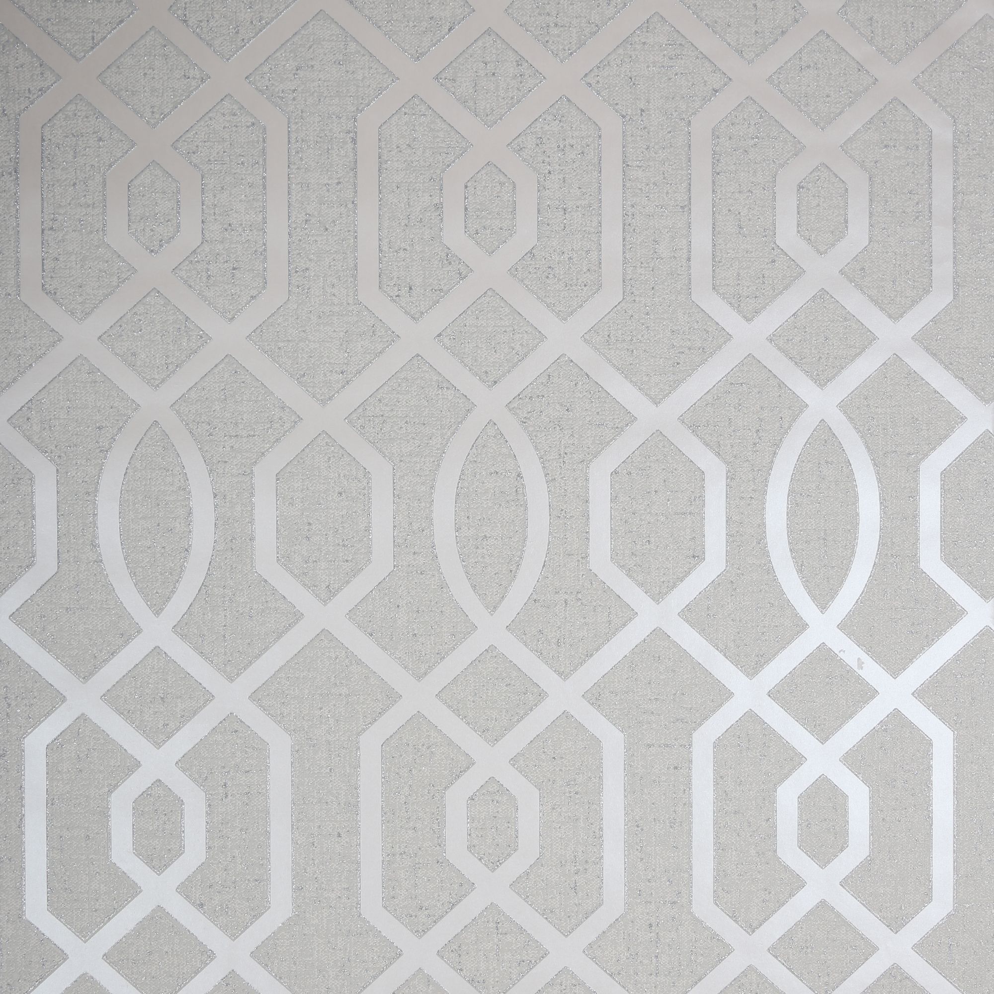 GoodHome Euclea Beige Silver effect Art deco Textured Wallpaper Sample