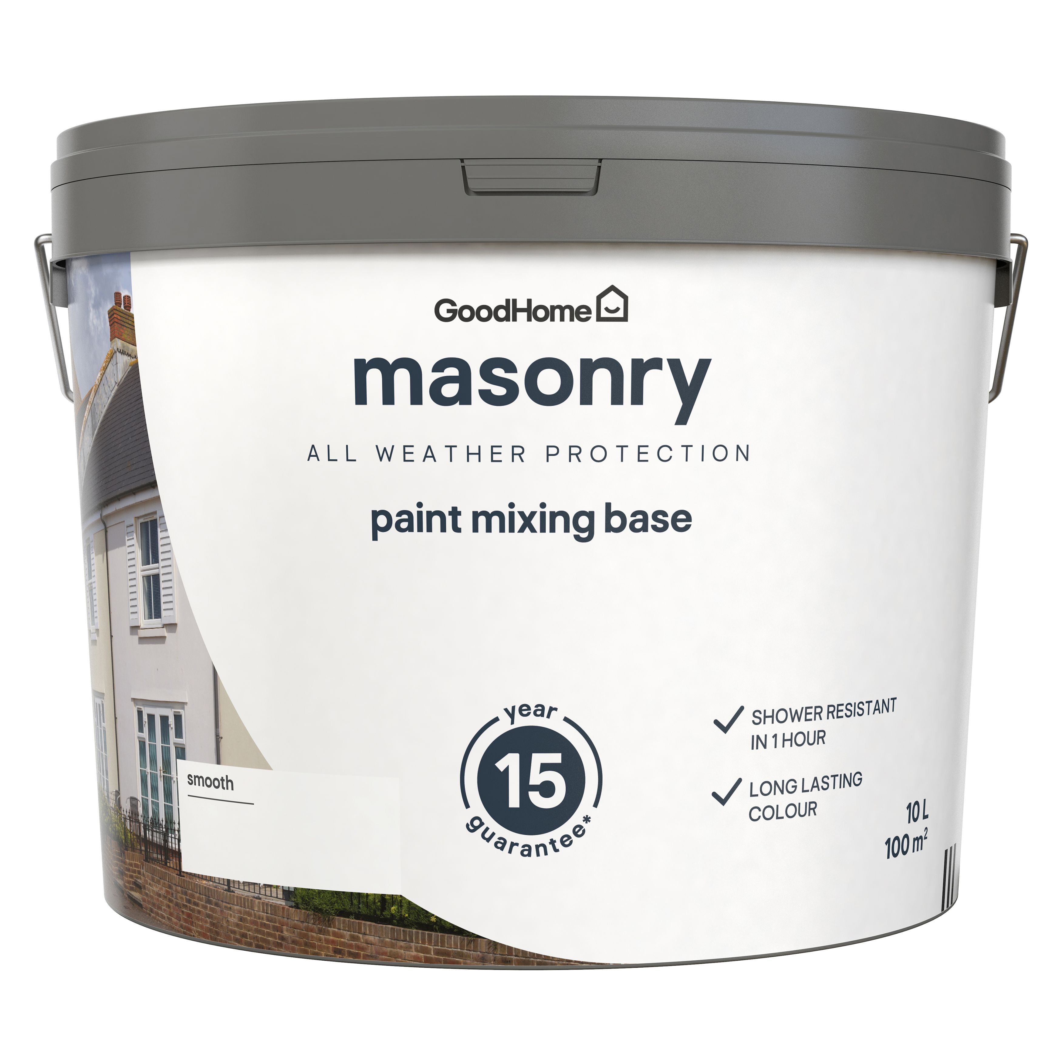GoodHome Exterior Masonry Matt Paint, Base C, 10L