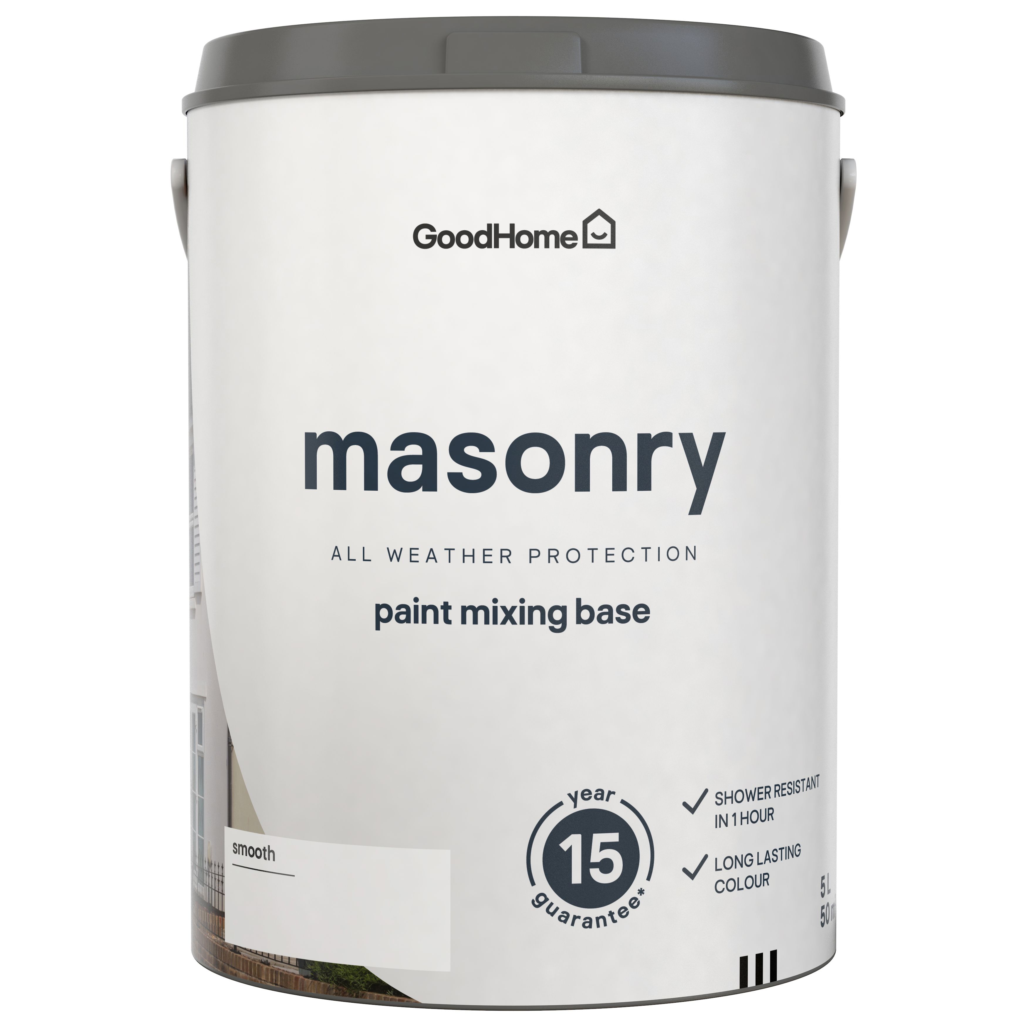 GoodHome Exterior Masonry Matt Paint, Base C, 5L